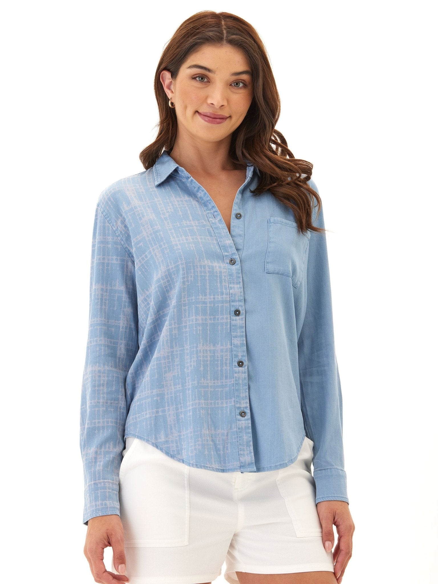 Prudence Grid Plaid Stretch Chambray Button-Down - Paranoid Ranch