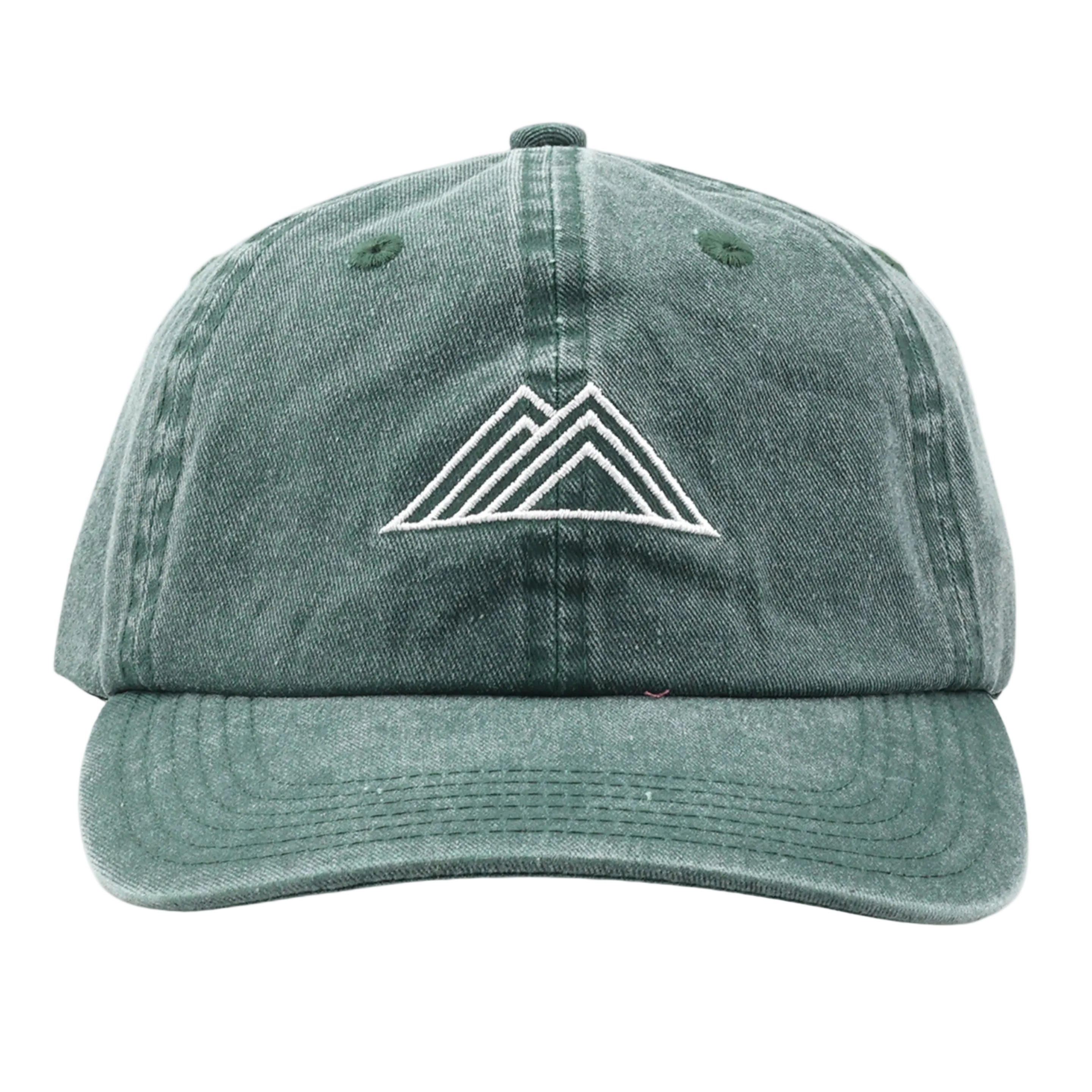 Green cap with a white mountain logo on a white background