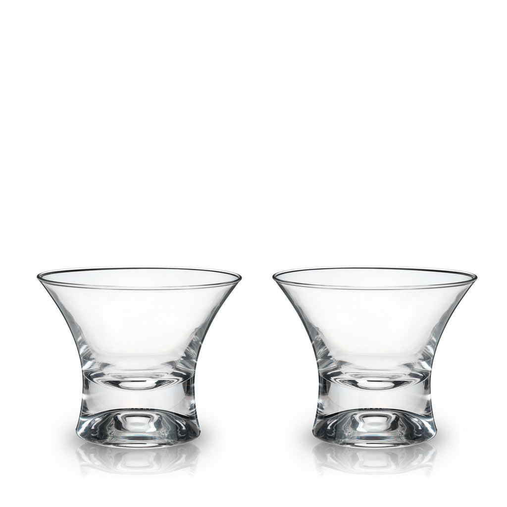 Raye Heavy Base Stemless Crystal Manhattan Glasses Set of 2 - Paranoid Ranch