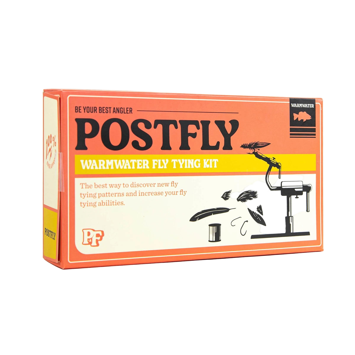 POSTFLY warmwater fly tying kit packaging on a white background