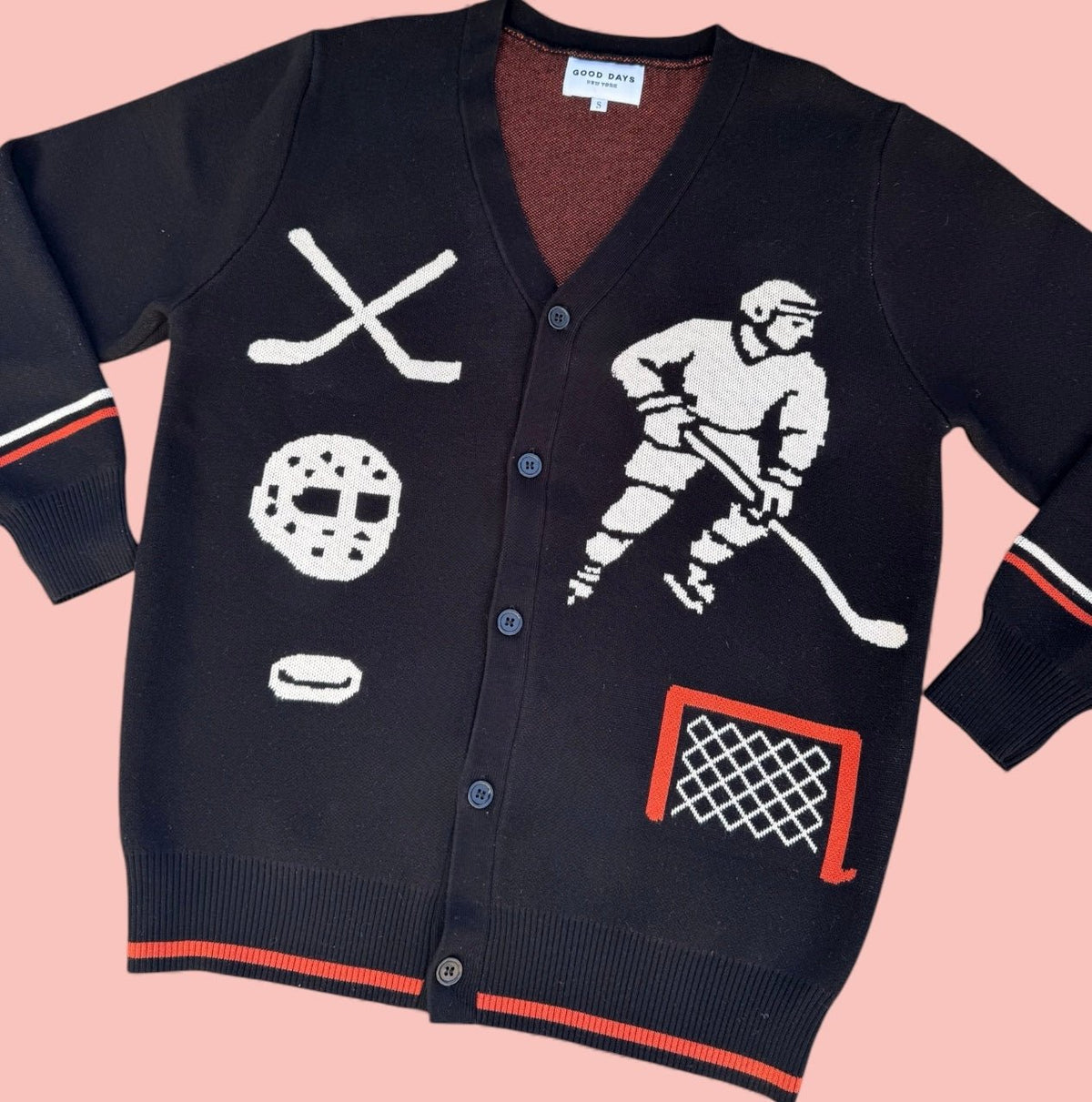 Rinkside Jacquard Knit Hockey Cardigan - Paranoid Ranch