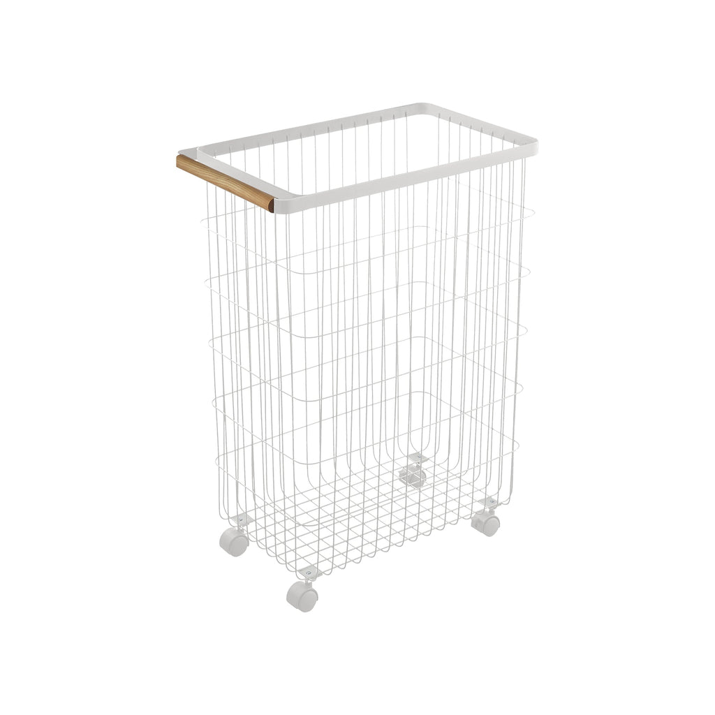 Rolling Wire Basket (24" H) - Steel + Wood - Paranoid Ranch