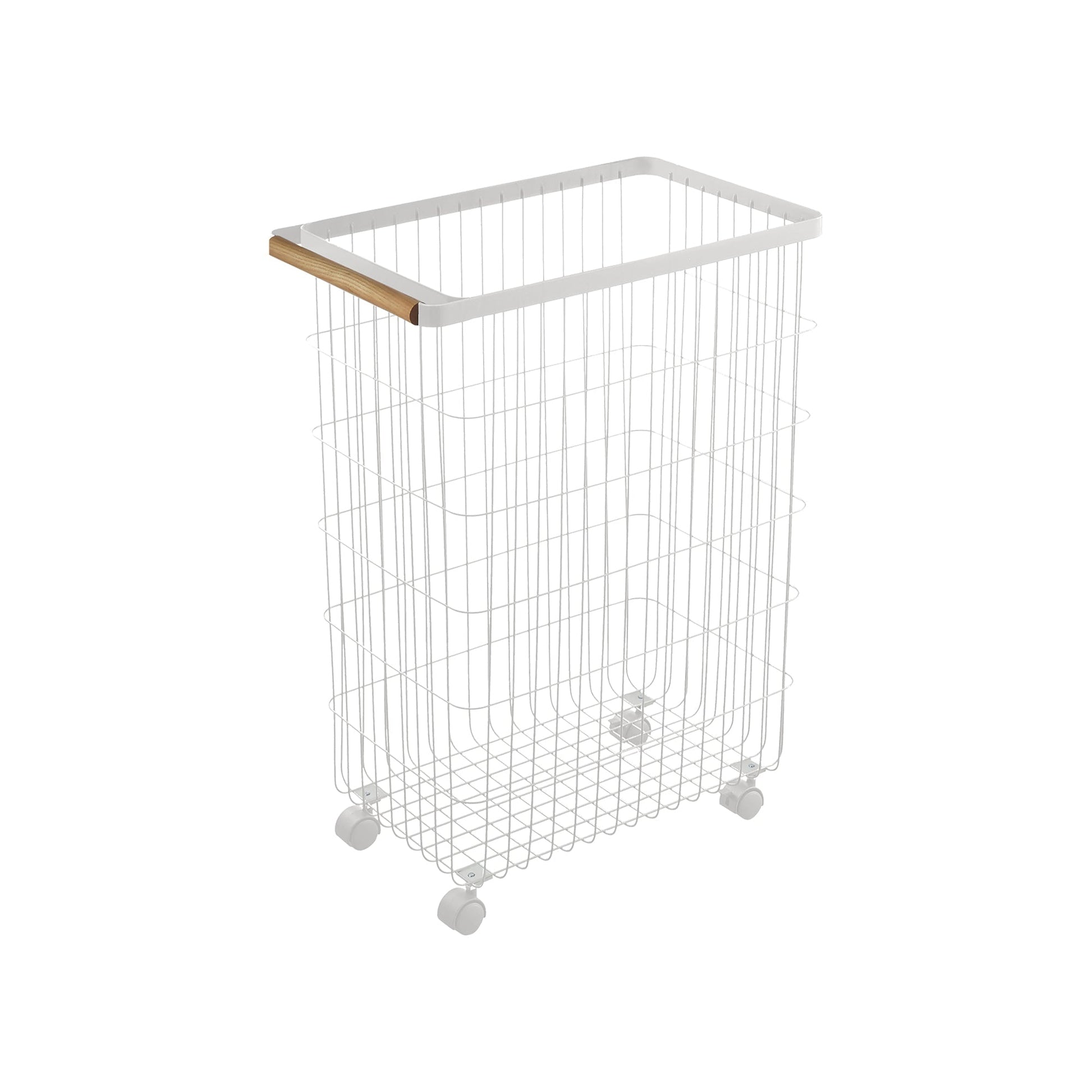 Rolling Wire Basket (24" H) - Steel + Wood - Paranoid Ranch
