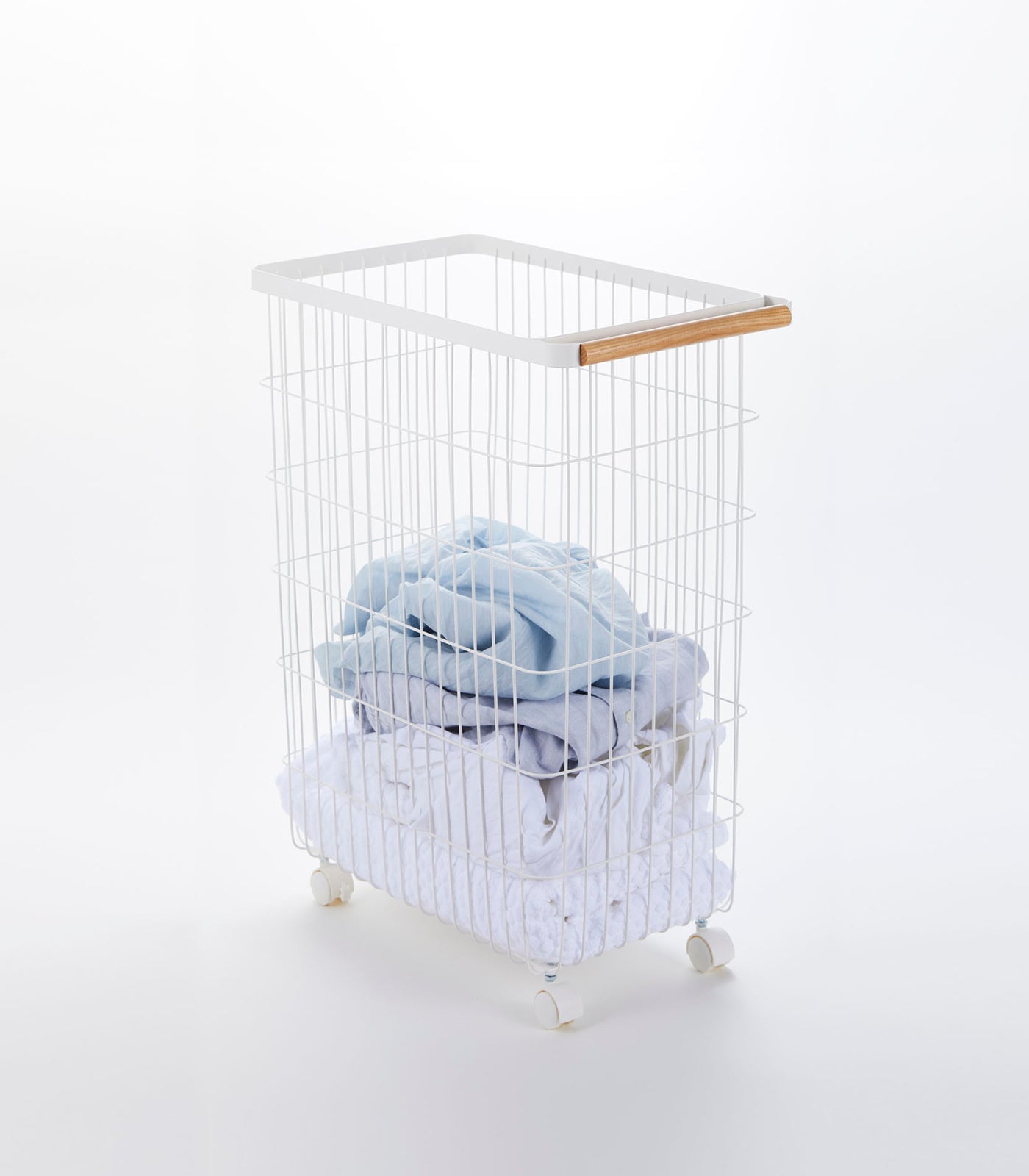 Rolling Wire Basket (24" H) - Steel + Wood - Paranoid Ranch