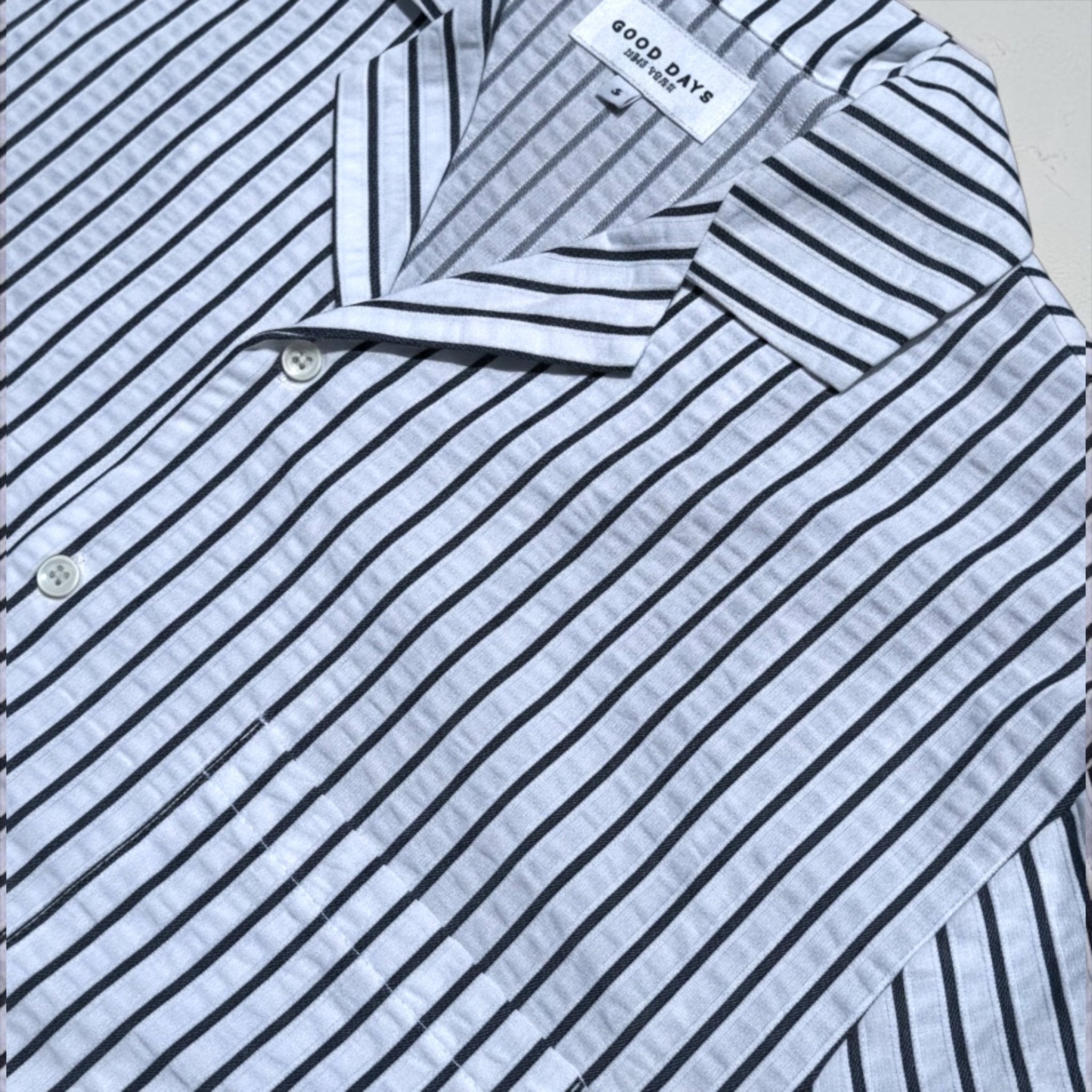 Sailor Seersucker Camp Shirt - Navy/White - Paranoid Ranch