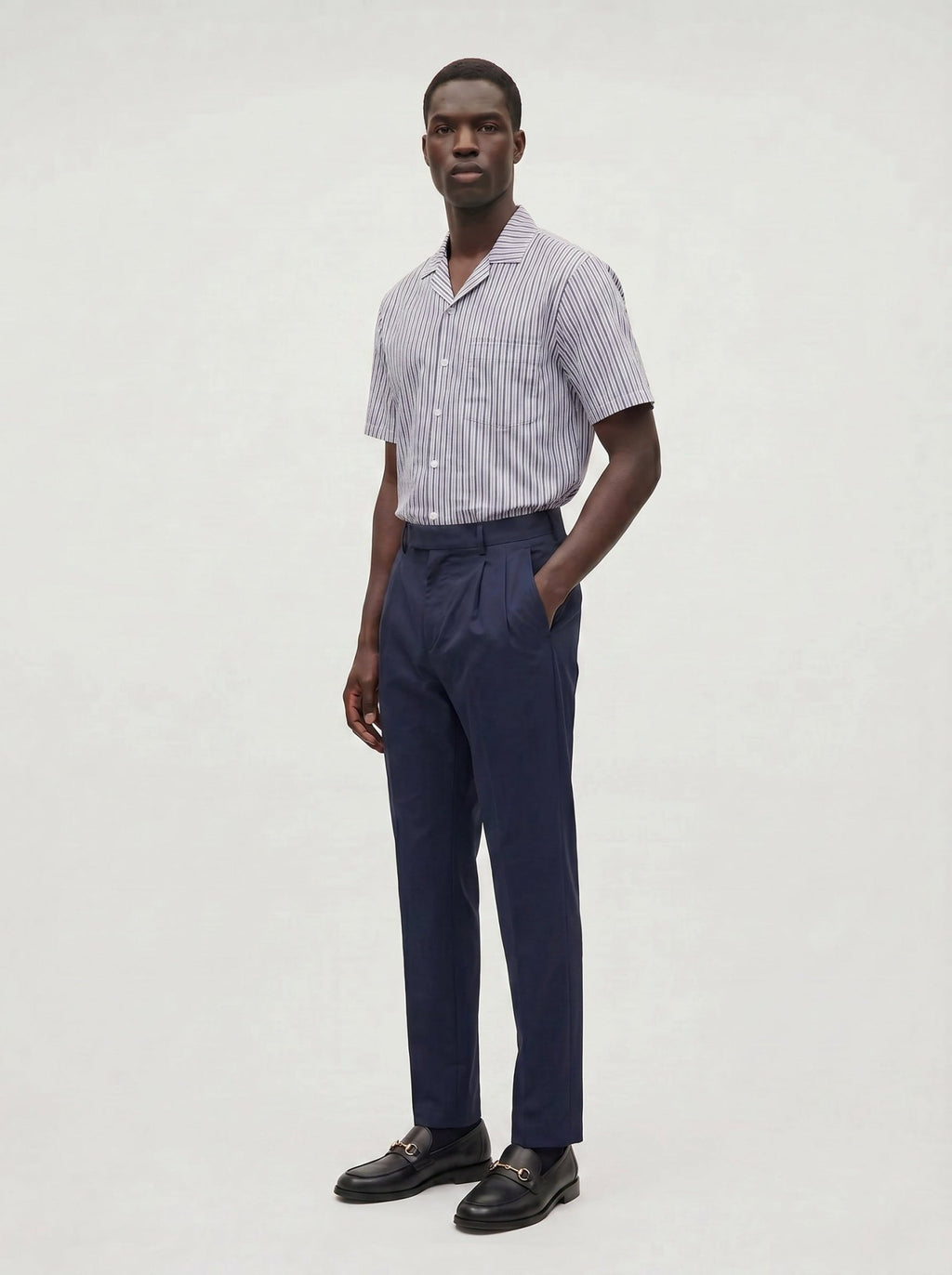 Sailor Seersucker Camp Shirt - Navy/White - Paranoid Ranch