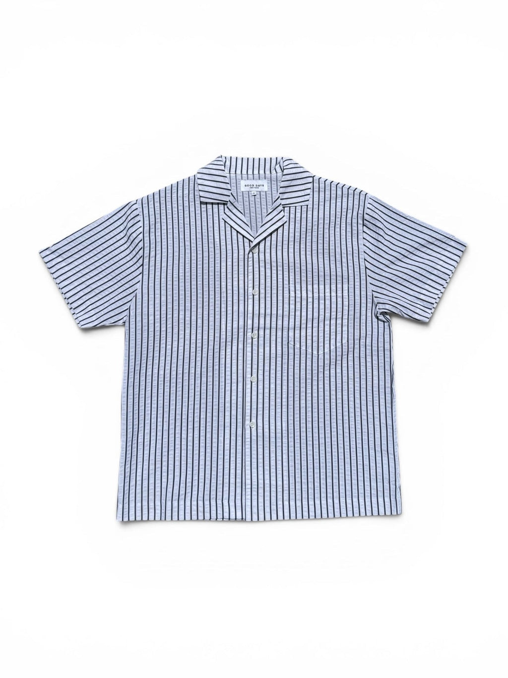 Sailor Seersucker Camp Shirt - Navy/White - Paranoid Ranch