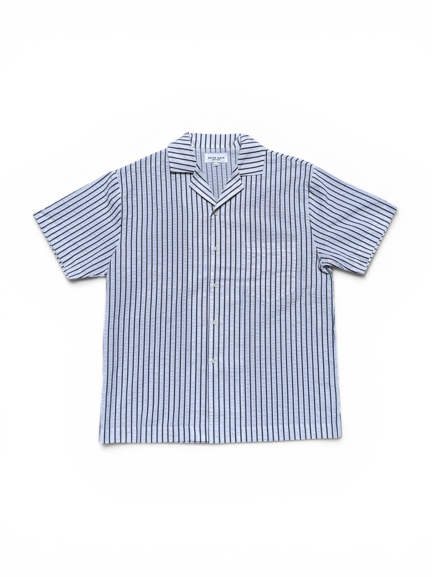 Sailor Seersucker Camp Shirt - Navy/White - Paranoid Ranch