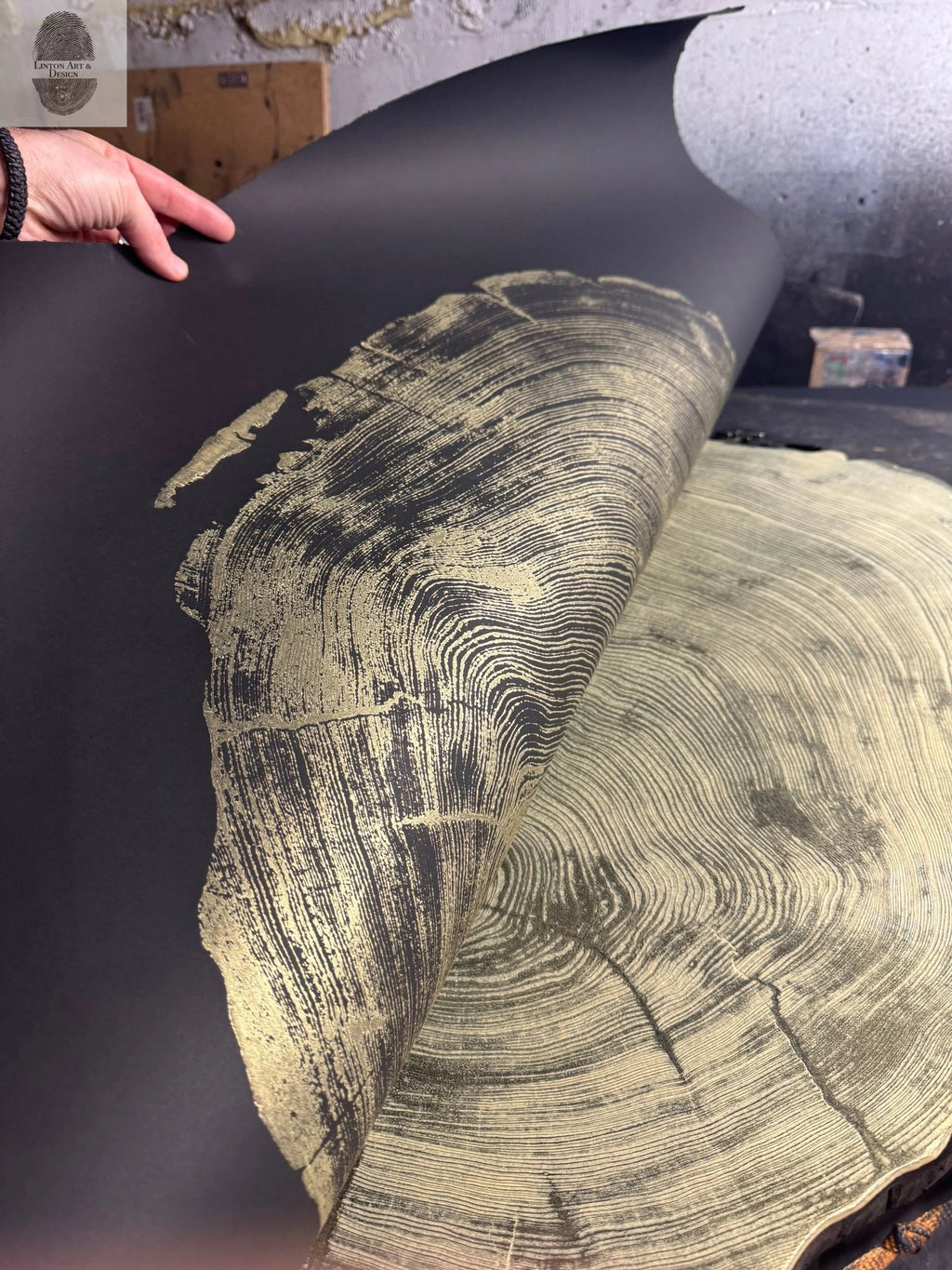 San Francisco Redwood. Gold and Black, 36x48 Inches. - Paranoid Ranch