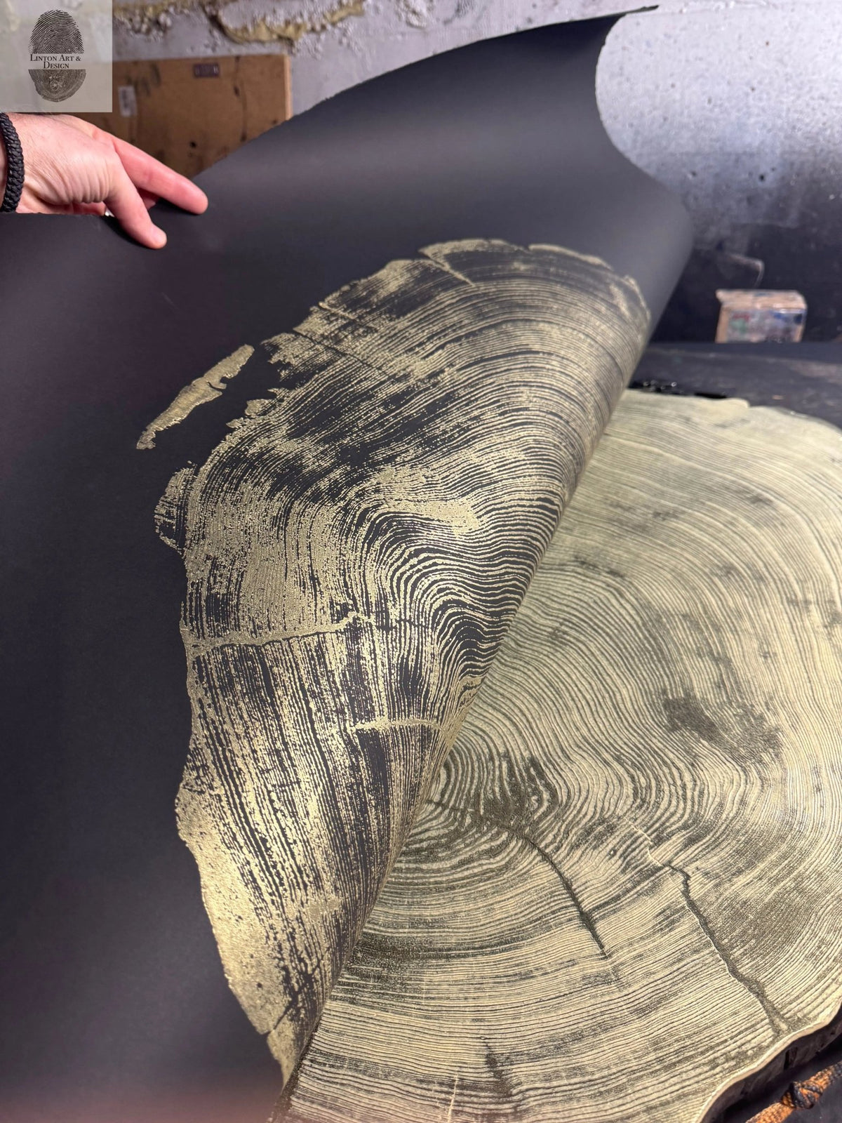 San Francisco Redwood. Gold and Black, 36x48 Inches. - Paranoid Ranch