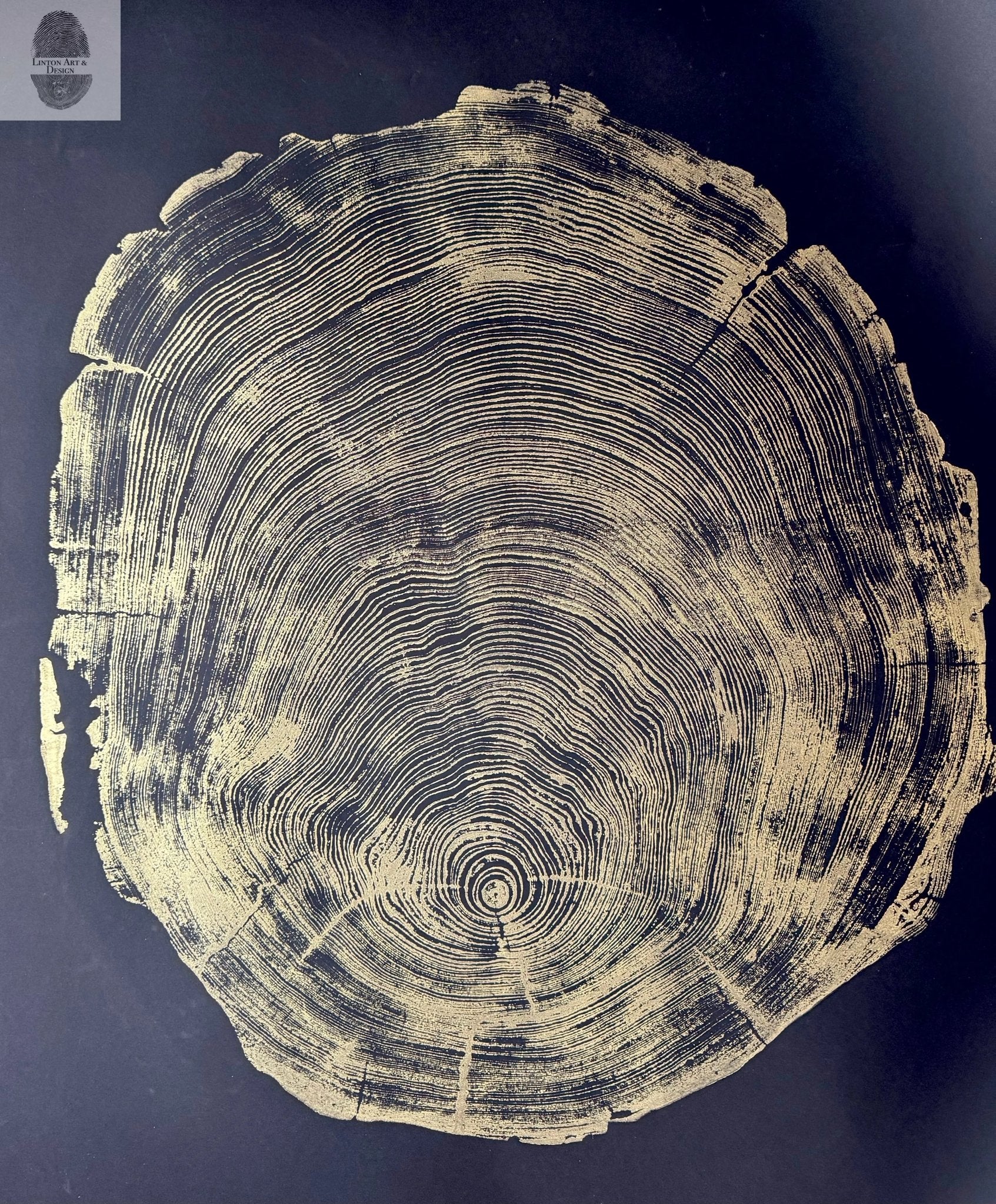 San Francisco Redwood. Gold and Black, 36x48 Inches. - Paranoid Ranch