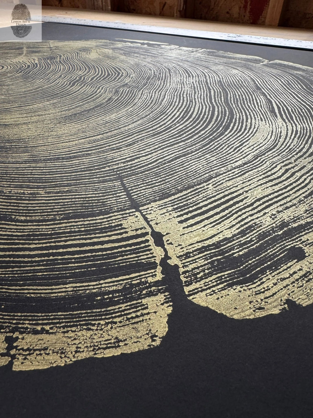 San Francisco Redwood. Gold and Black, 36x48 Inches. - Paranoid Ranch
