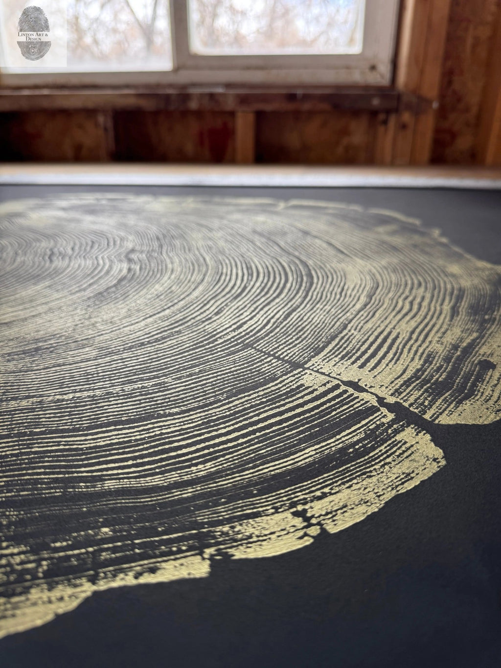 San Francisco Redwood. Gold and Black, 36x48 Inches. - Paranoid Ranch