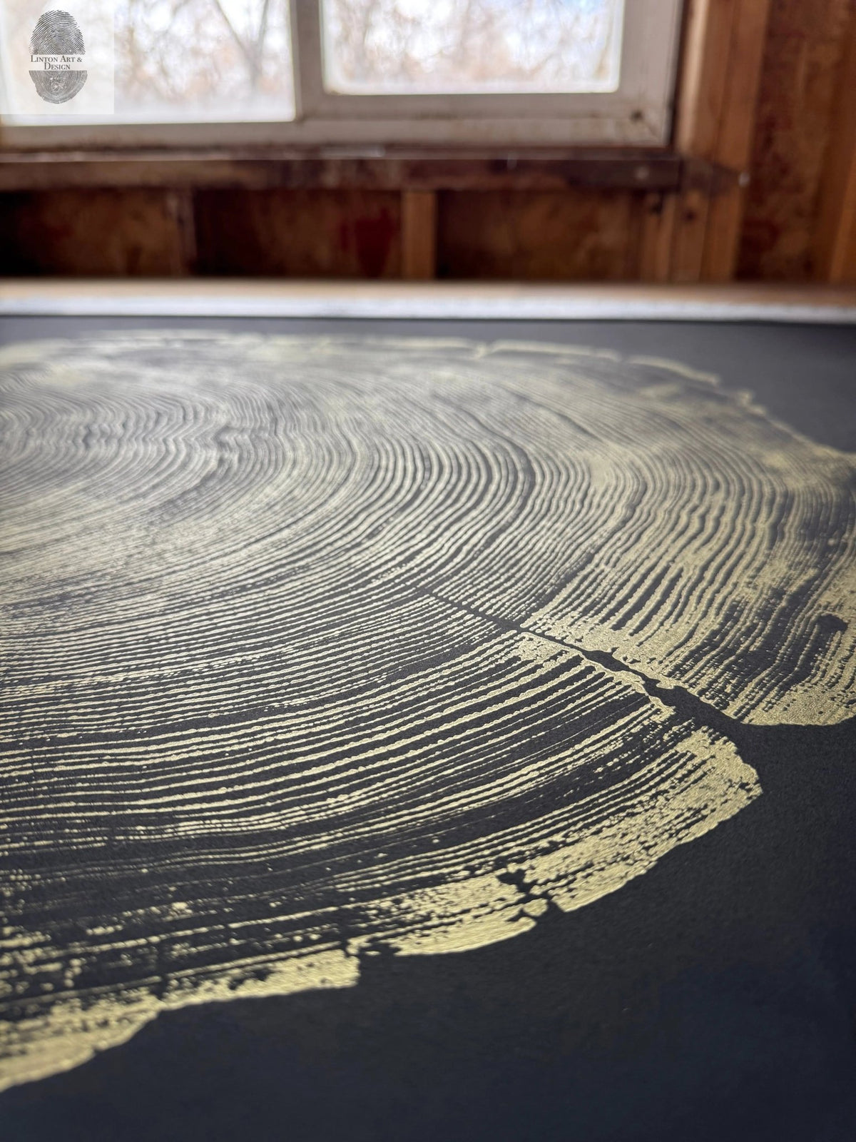 San Francisco Redwood. Gold and Black, 36x48 Inches. - Paranoid Ranch