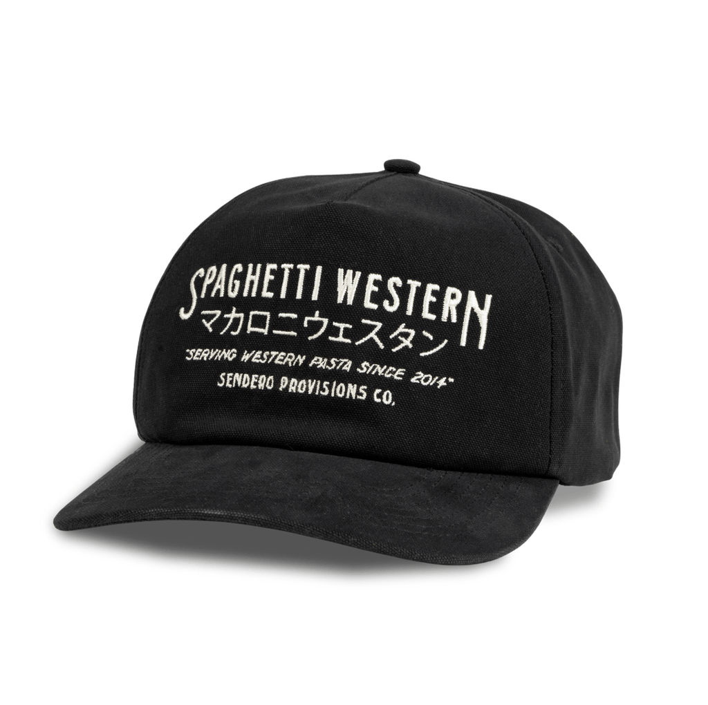 Sendero Spaghetti Western Hat — brushed cotton canvas hat with semi-curved visor and embroidered front design.