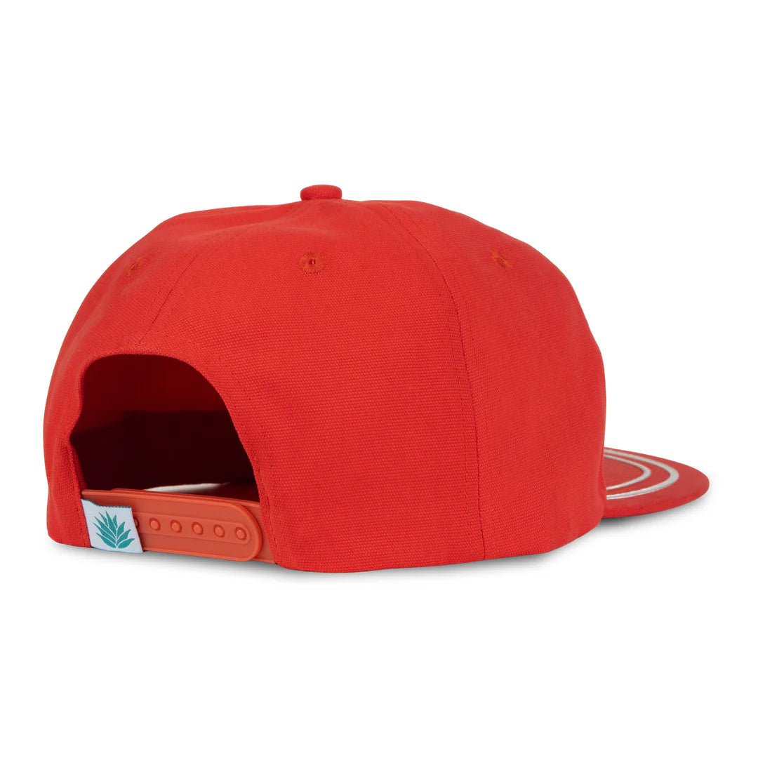 Back view of Sendero Speedway Snapback Hat with adjustable snapback closure and pop-up mesh panels.