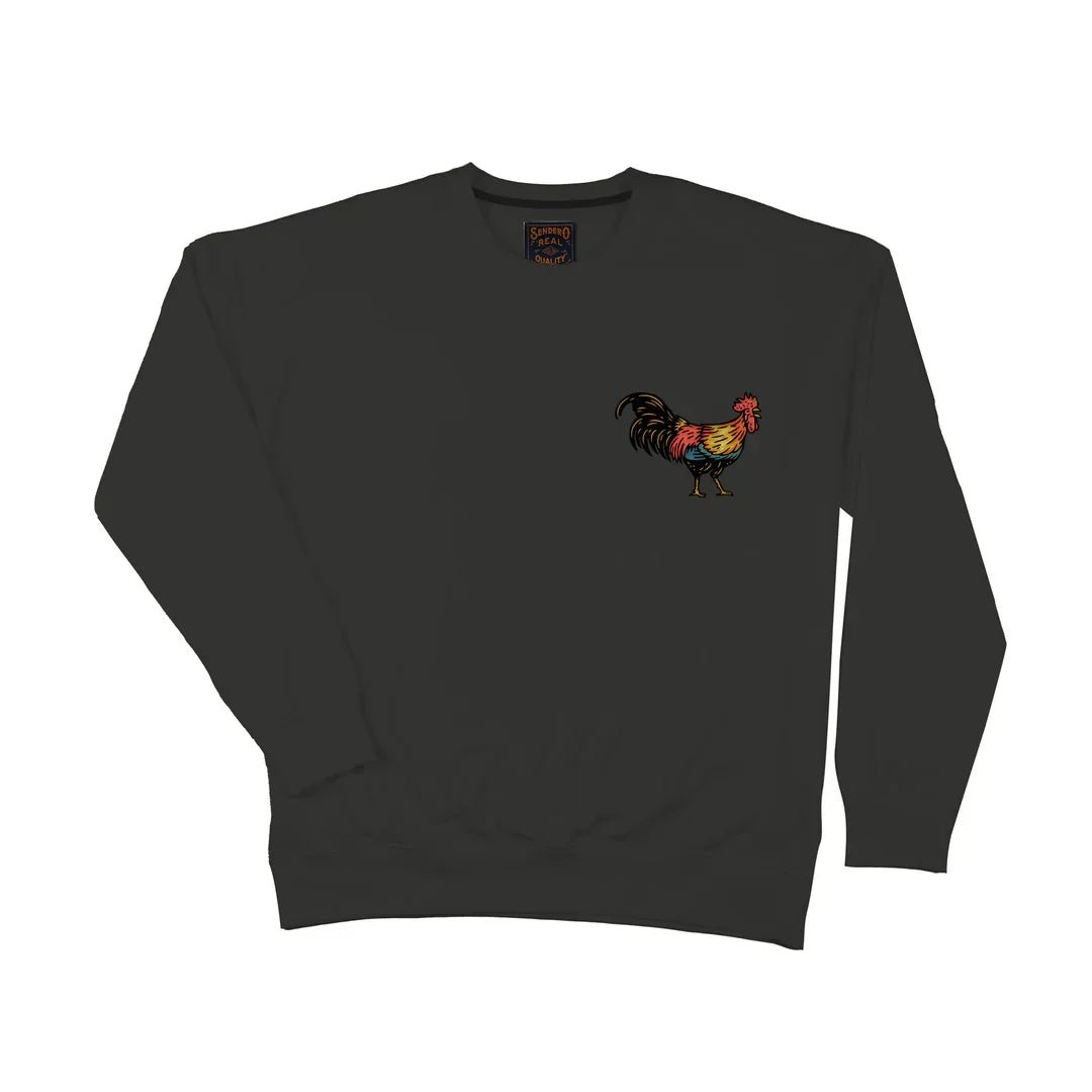 Sendero Yardbird Sweatshirt in black with embroidered chest design and soft cotton/poly fleece.
