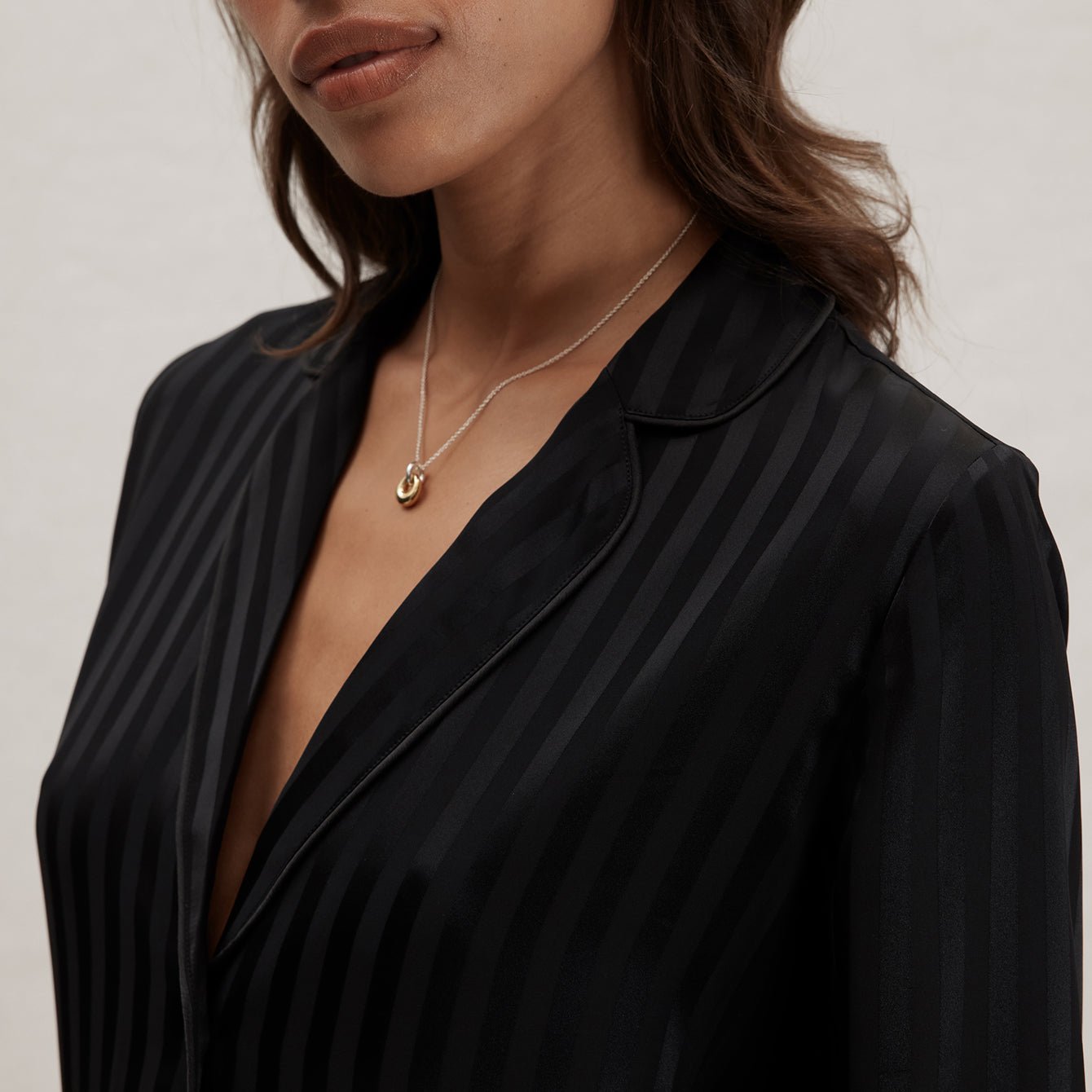 Silk Striped Jacquard Tuxedo Pajama Set - Paranoid Ranch