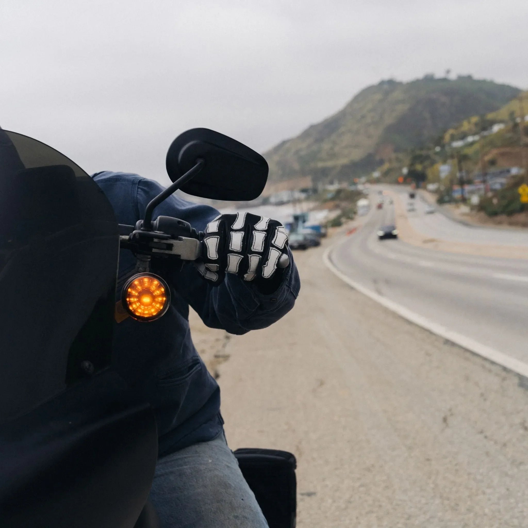 Skeleton Leather Motorcycle Glove - Black - White - Paranoid Ranch