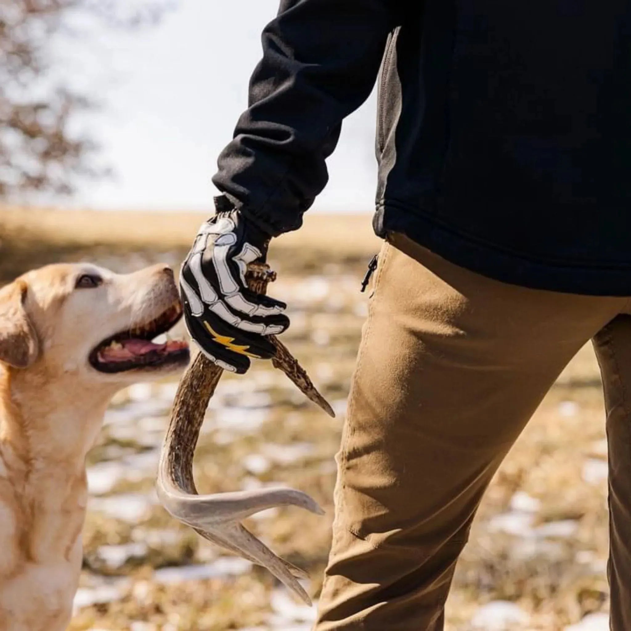 Skeleton Leather Motorcycle Glove - Black - White - Paranoid Ranch