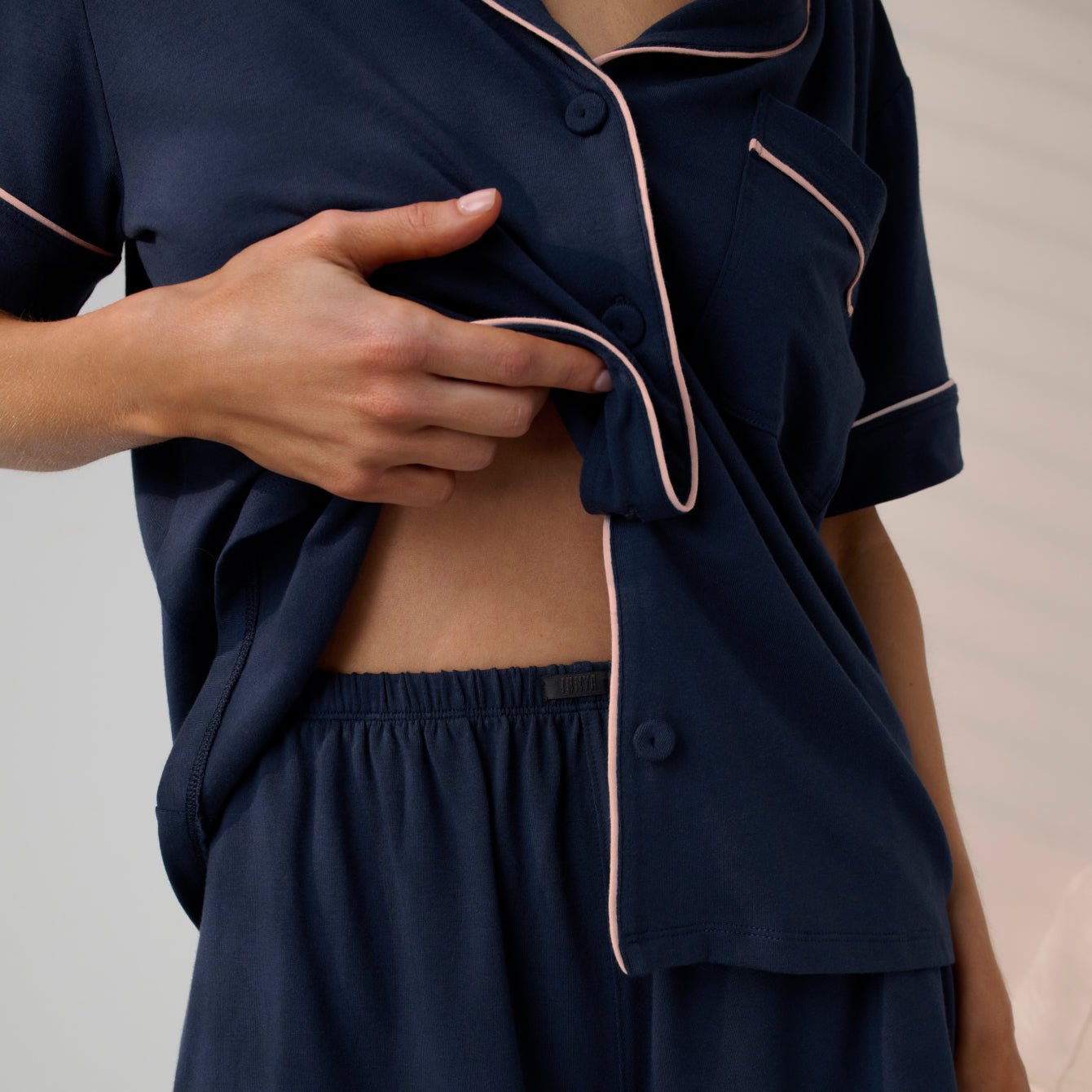 Slumberknit™ Shawl Collar Short Sleeve Short Set - Paranoid Ranch