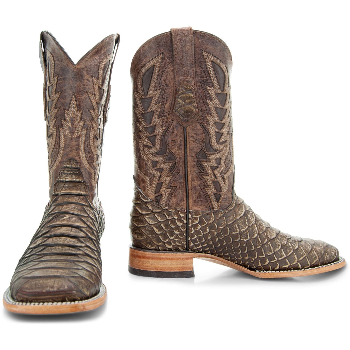 Soto Boots Mens Tan Python Print Boots H50032 - Paranoid Ranch