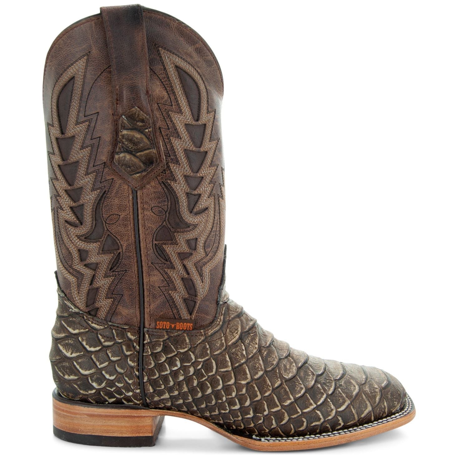 Soto Boots Mens Tan Python Print Boots H50032 - Paranoid Ranch