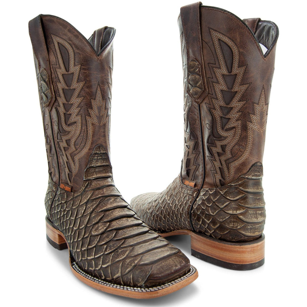 Soto Boots Mens Tan Python Print Boots H50032 - Paranoid Ranch