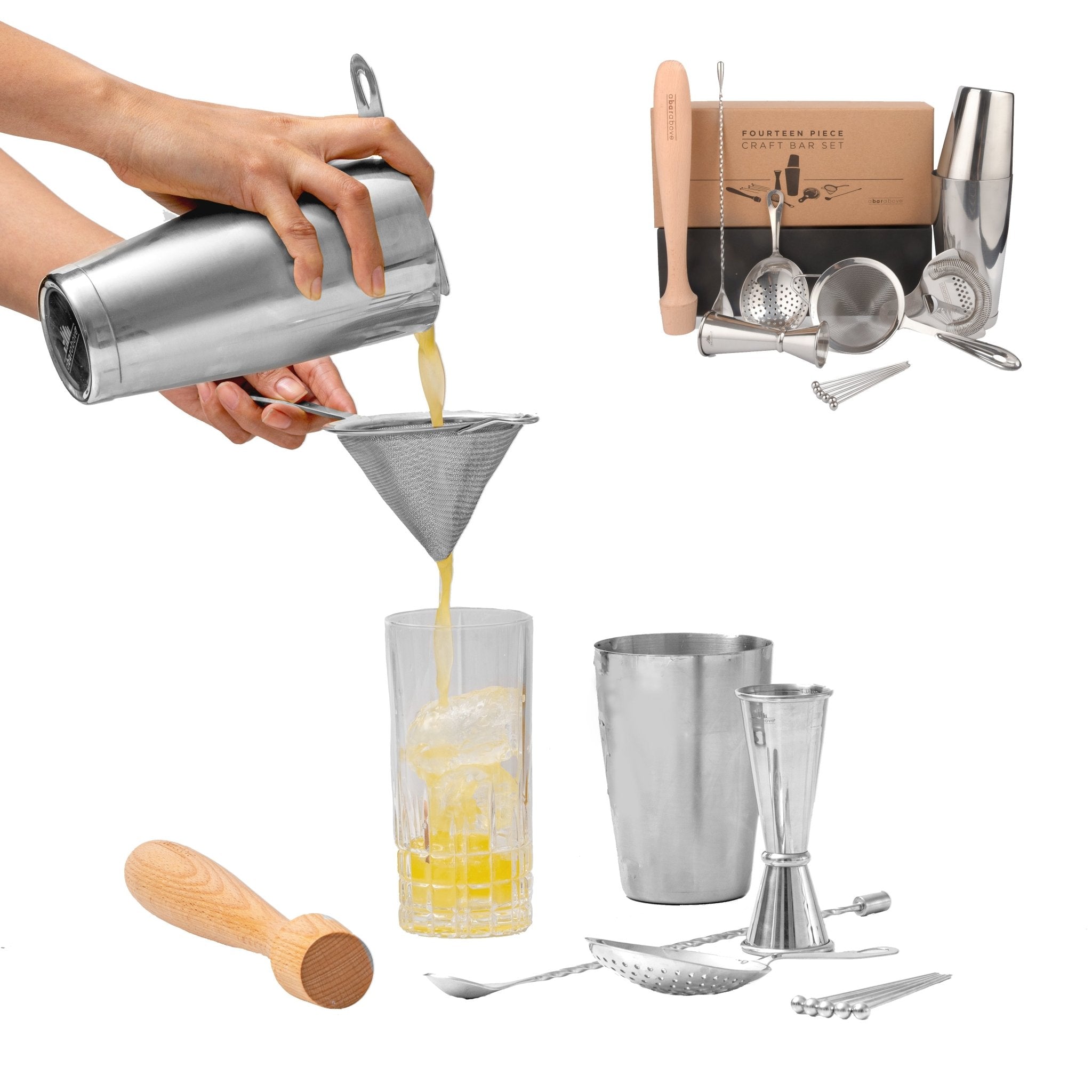 Stainless Steel Mixologist Bar Set (14 - Piece) - Paranoid Ranch