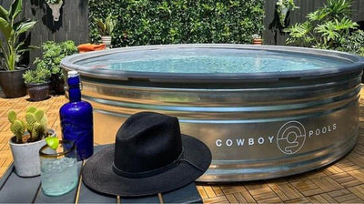 Premium pre-assembled Cowboy Pool, The Honcho, featuring durable galvanized steel, poly liner, and reclined lounging shape.