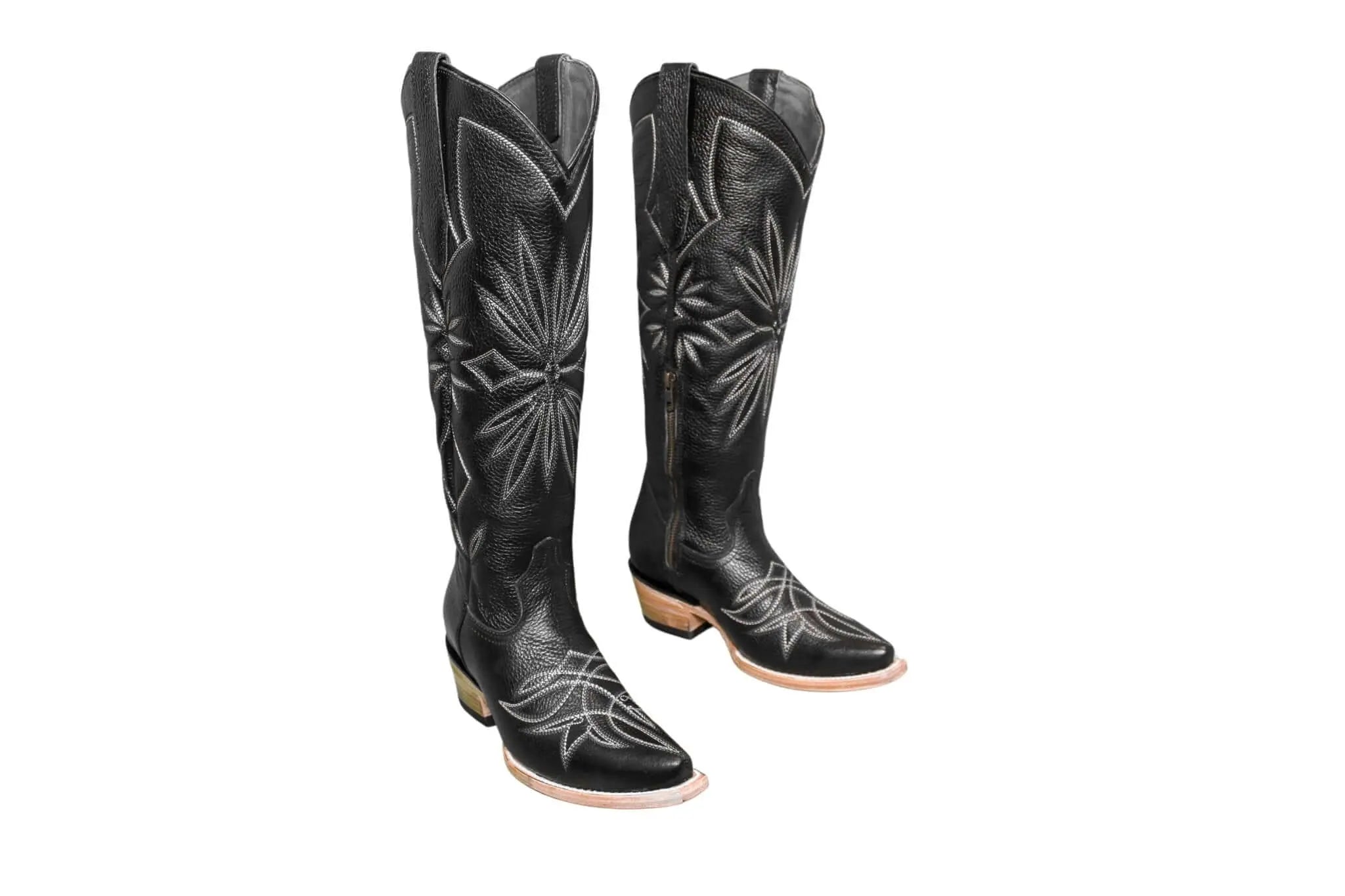 The Lorraine Knee - High Leather Boots – Black Full Grain - Paranoid Ranch