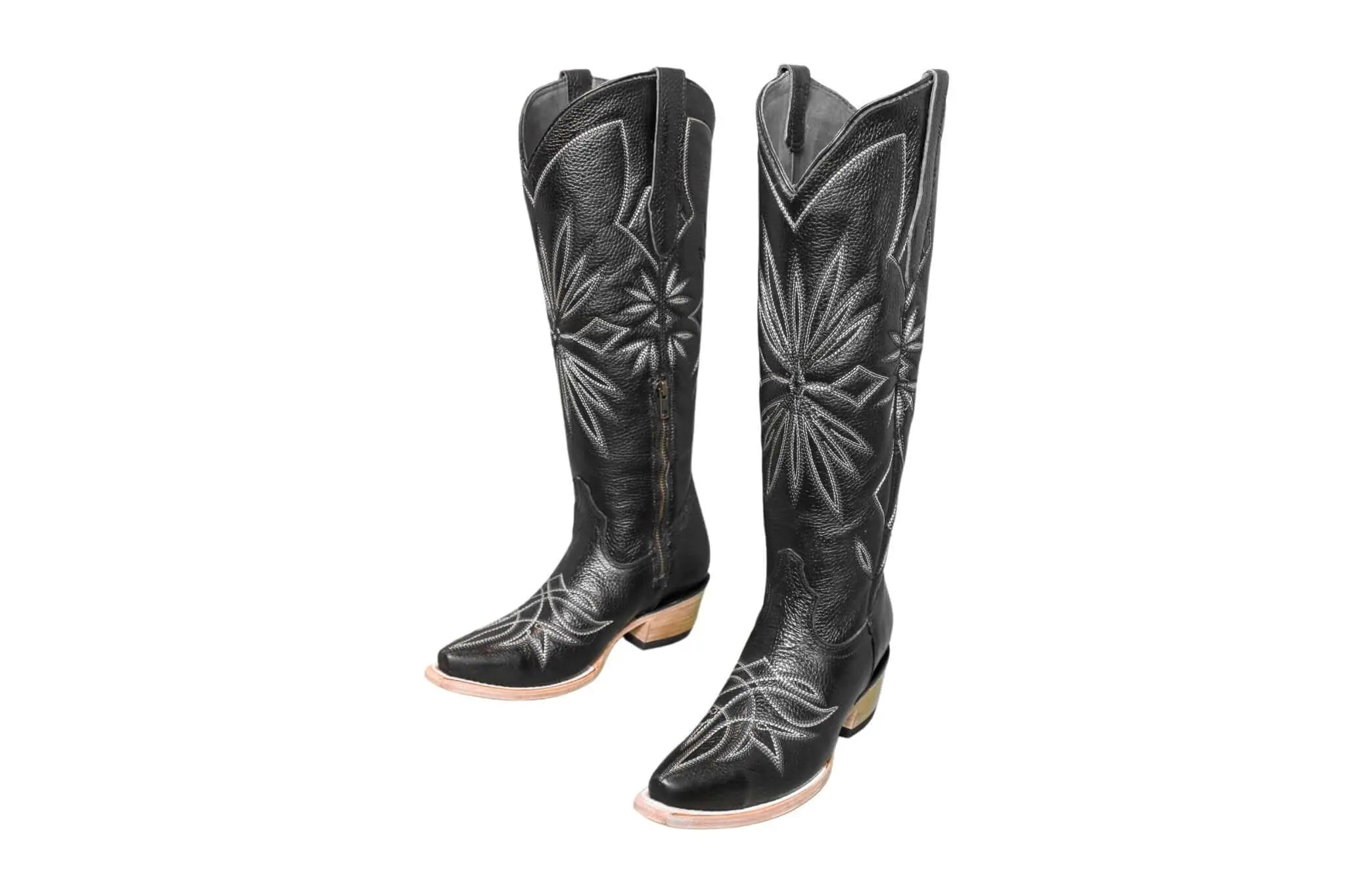 The Lorraine Knee - High Leather Boots – Black Full Grain - Paranoid Ranch