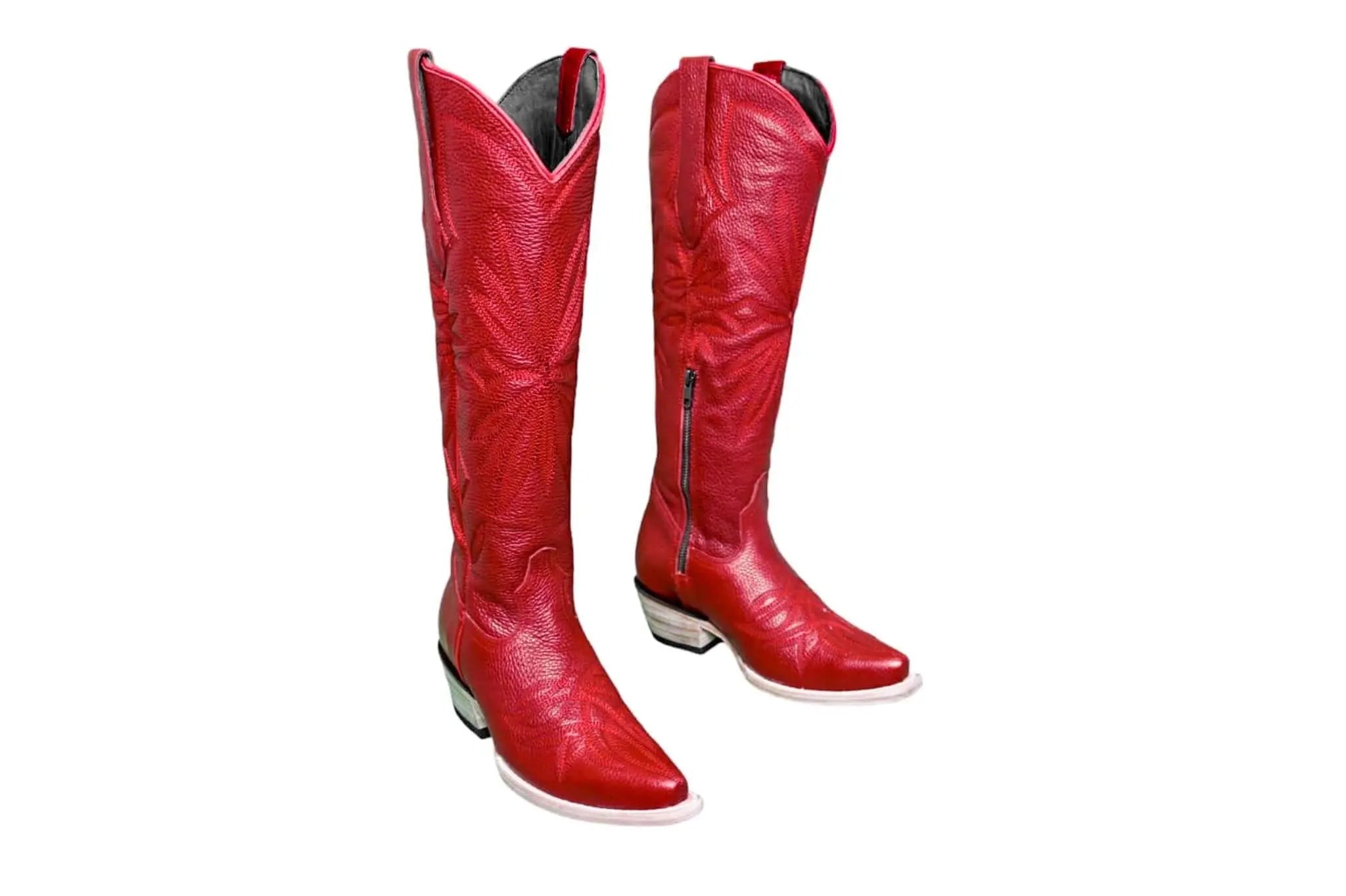 The Lorraine Knee - High Leather Boots – Red Full Grain - Paranoid Ranch