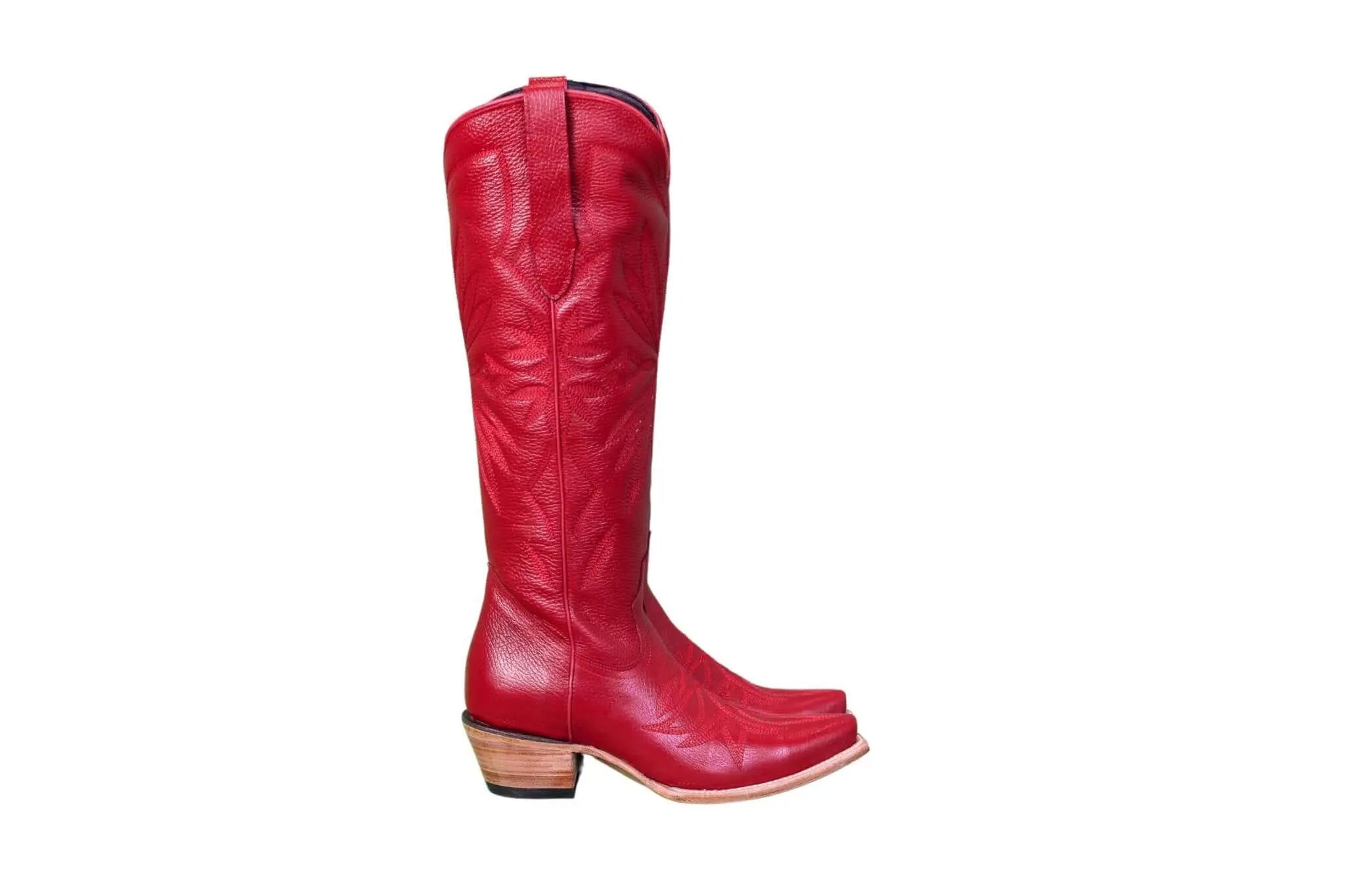 The Lorraine Knee - High Leather Boots – Red Full Grain - Paranoid Ranch