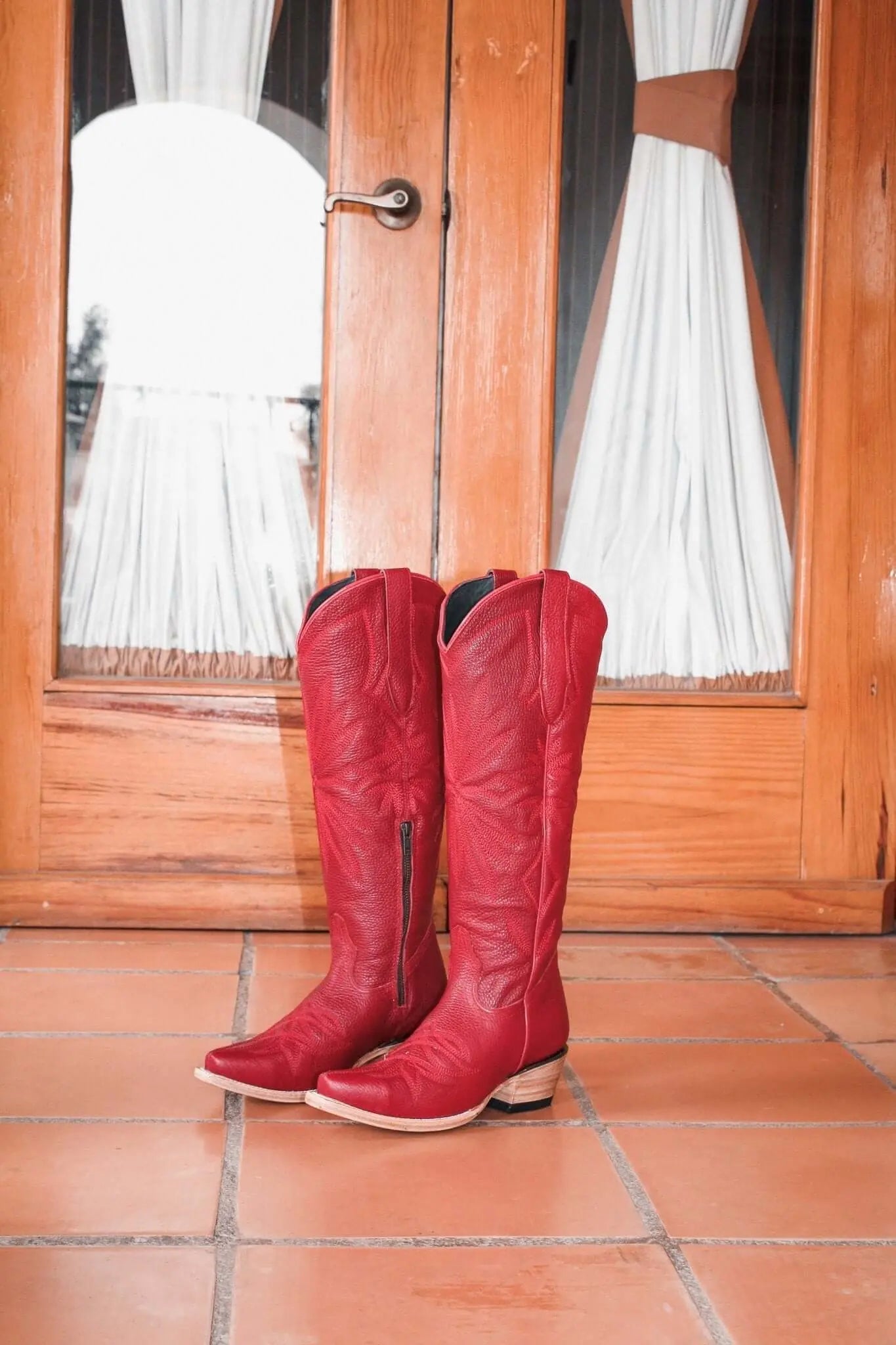 The Lorraine Knee - High Leather Boots – Red Full Grain - Paranoid Ranch