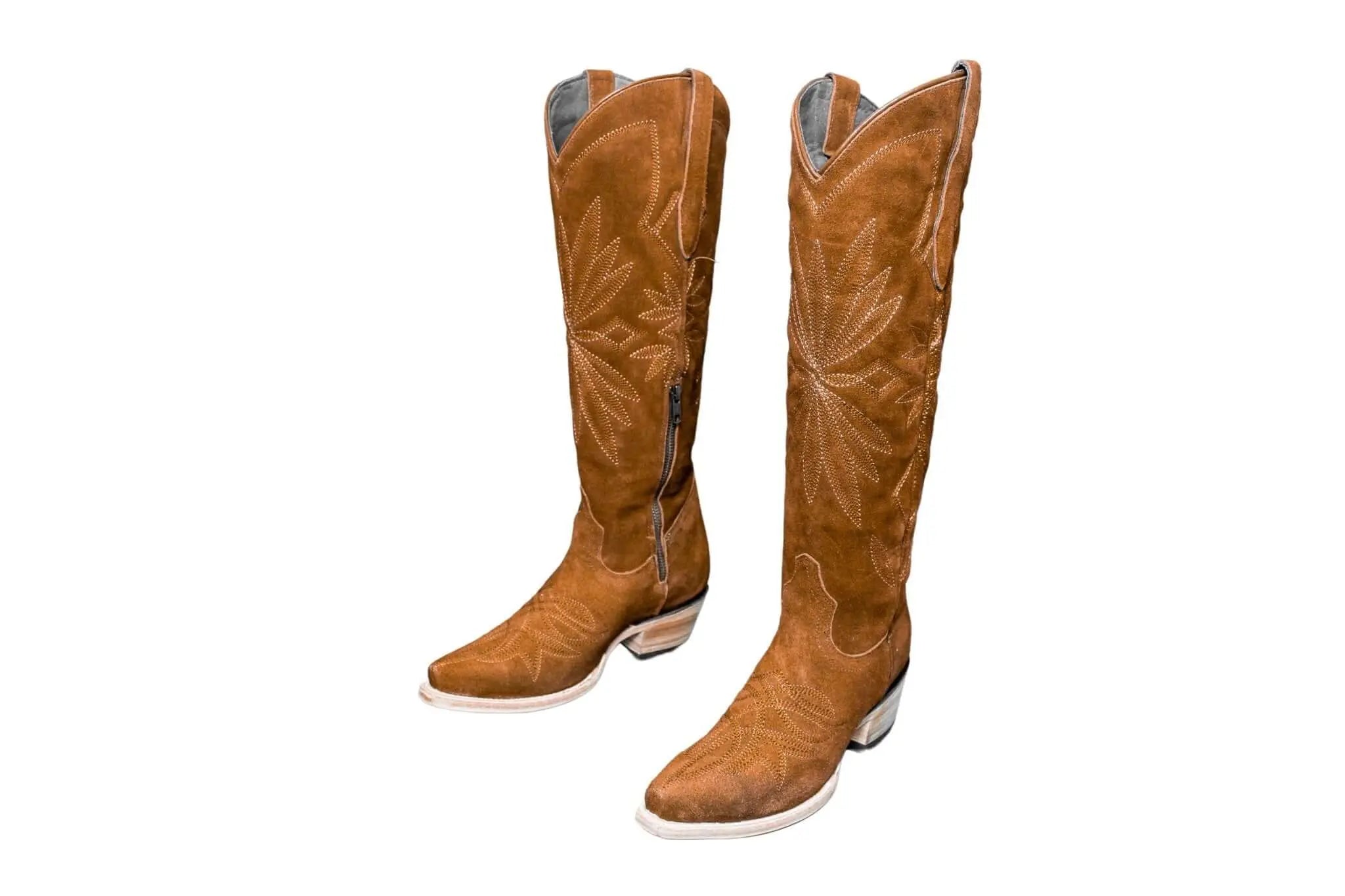 The Lorraine Knee - High Western Boots – Camel Suede - Paranoid Ranch