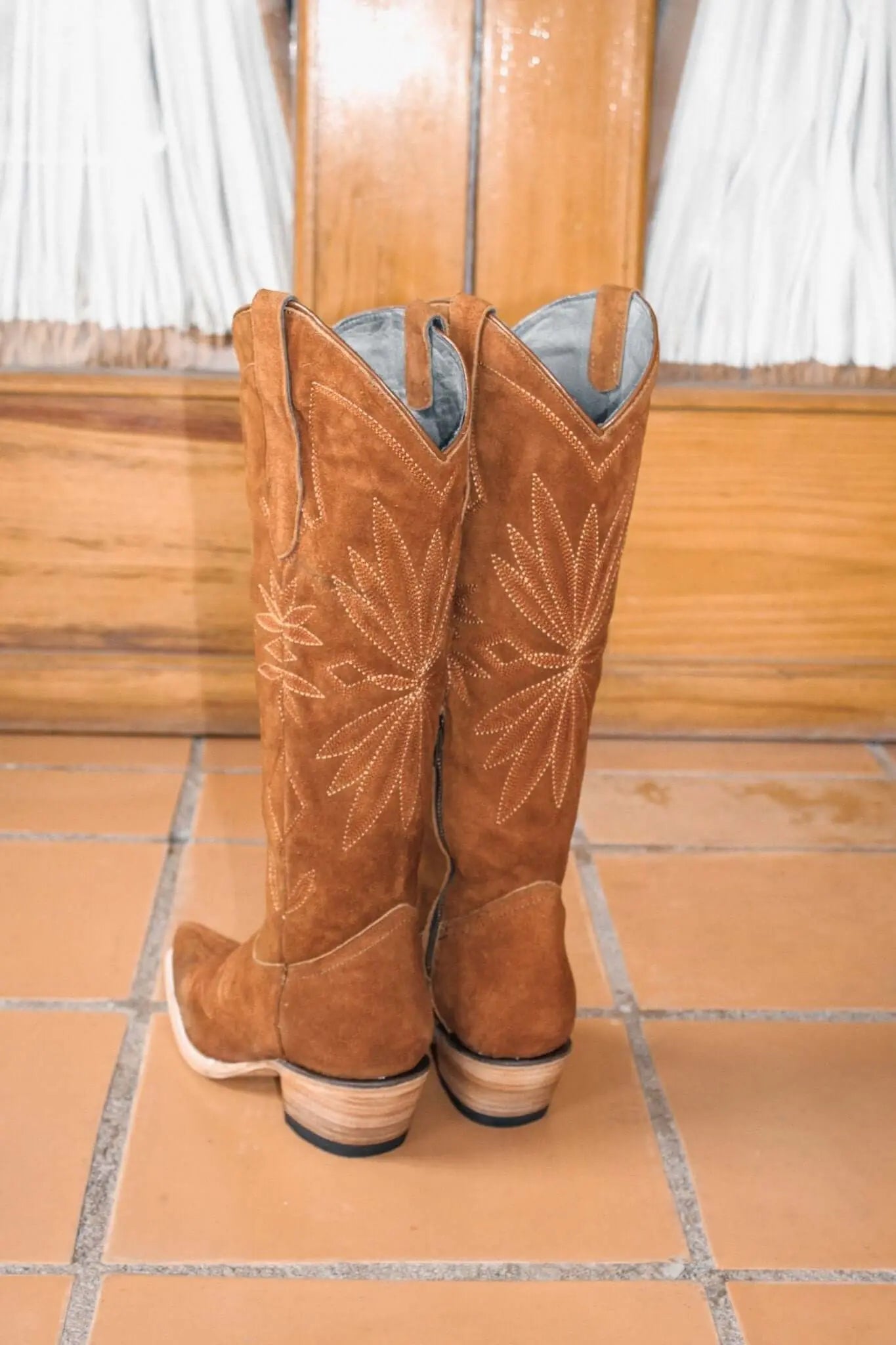 The Lorraine Knee - High Western Boots – Camel Suede - Paranoid Ranch