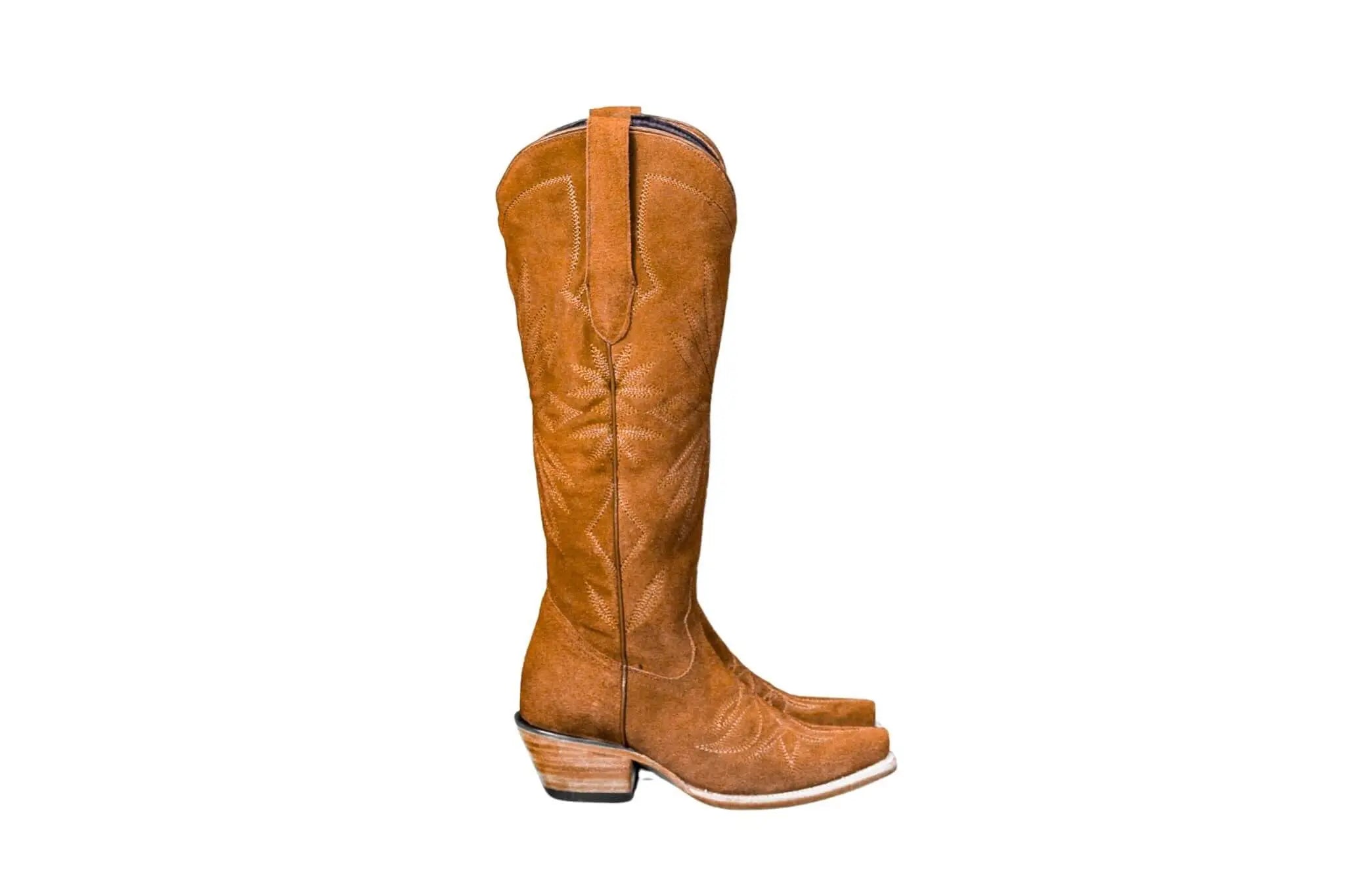 The Lorraine Knee - High Western Boots – Camel Suede - Paranoid Ranch