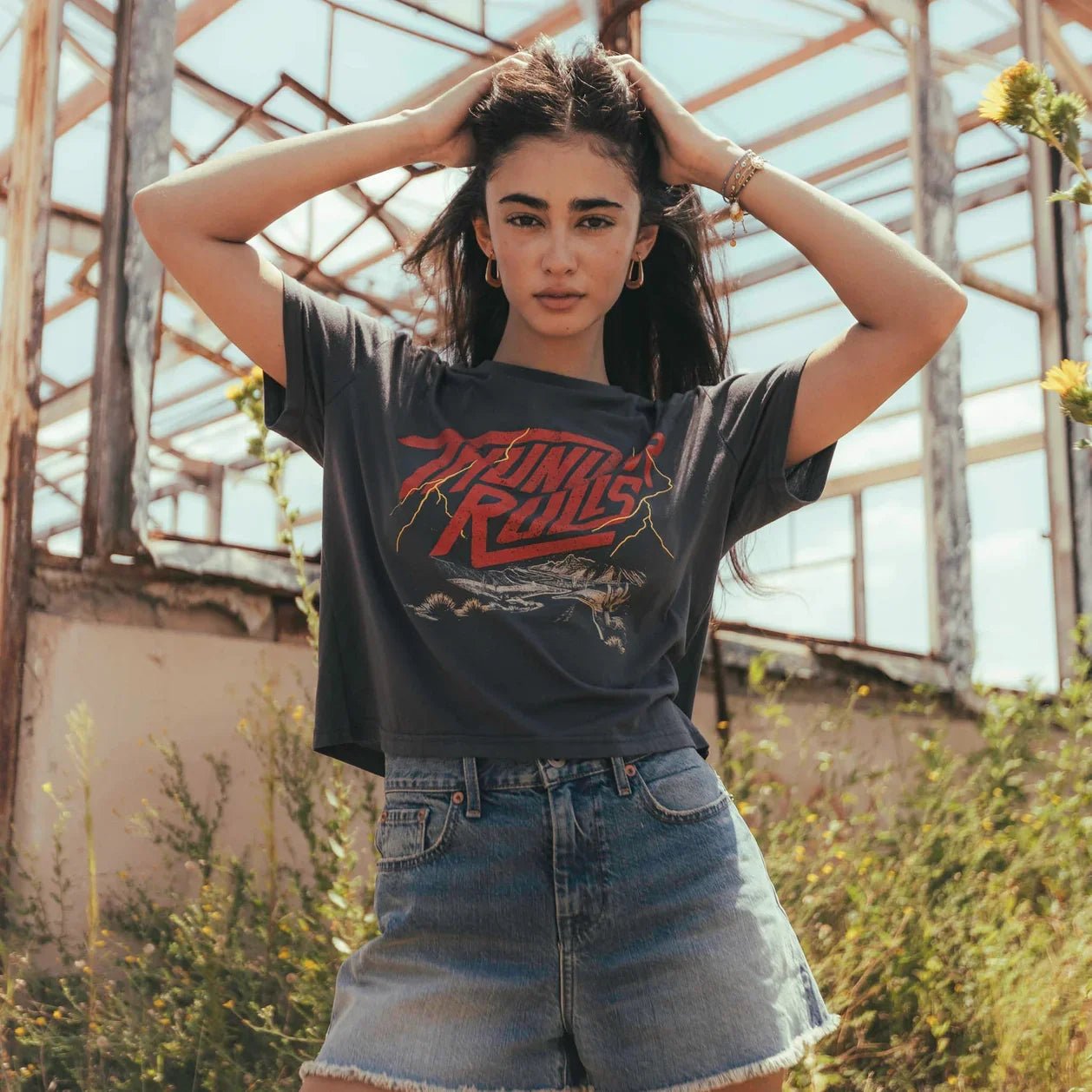 Thunder Rolls Women's Crop Tee - Paranoid Ranch