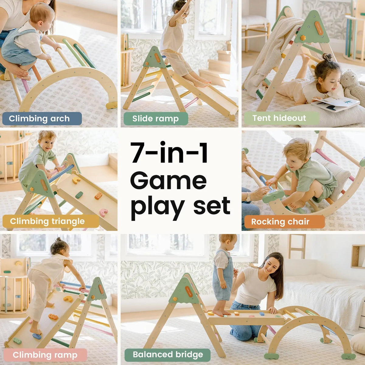 Tiny Land® 7-in-1 Morandi Pikler Triangle Set - Paranoid Ranch