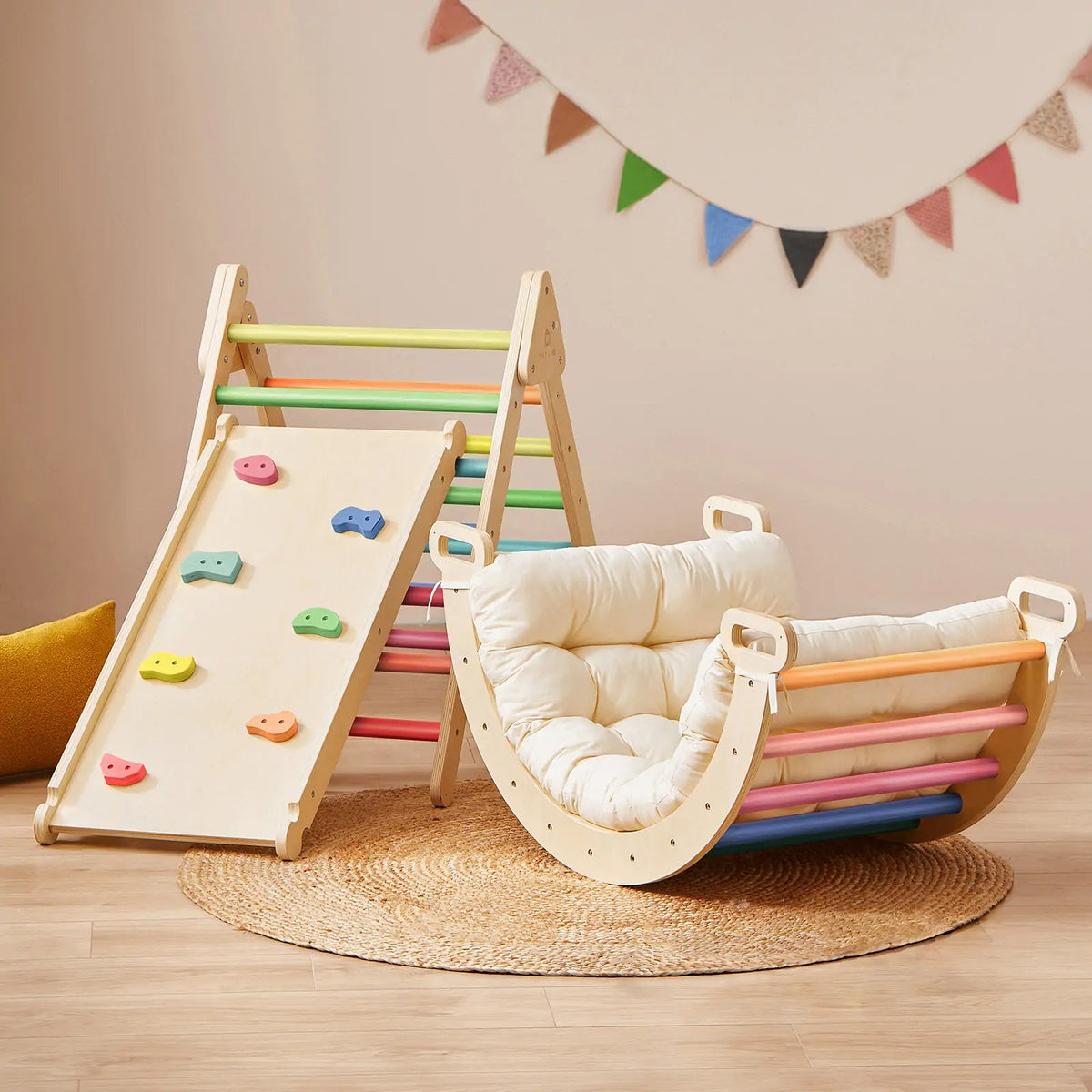 Tiny Land® 7-in-1 Rainbow Climbing Set with Play Pad - Paranoid Ranch