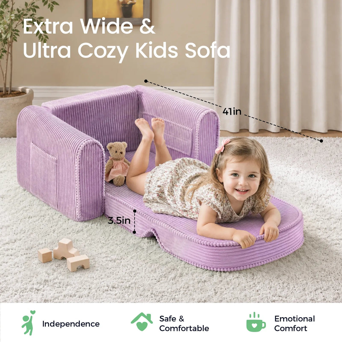 Tiny Land® GentleSnug Corduroy Kid Chair - Paranoid Ranch
