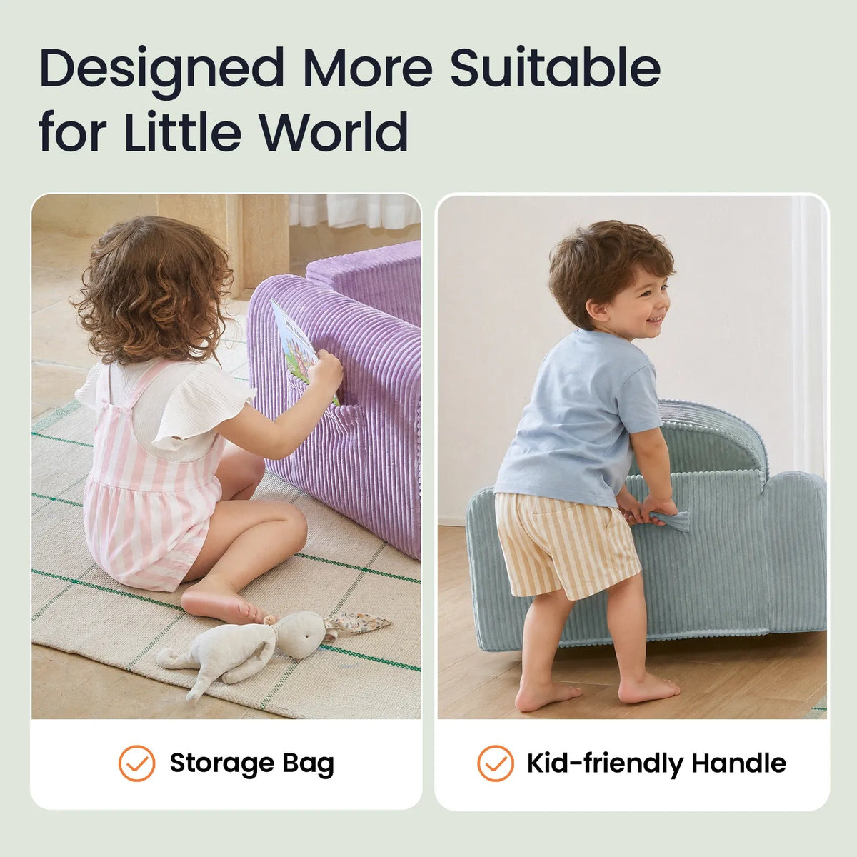 Tiny Land® GentleSnug Corduroy Kid Chair - Paranoid Ranch