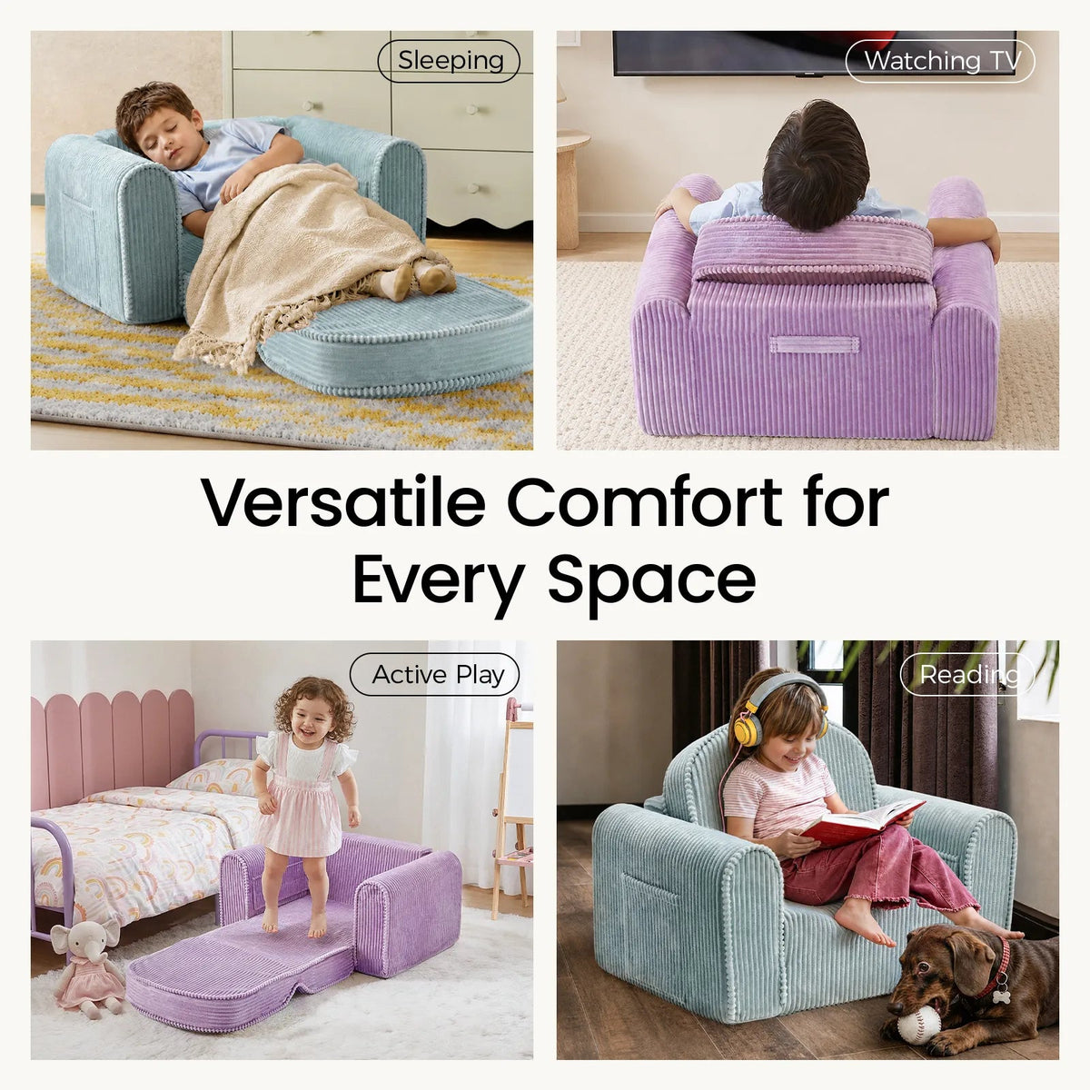 Tiny Land® GentleSnug Corduroy Kid Chair - Paranoid Ranch