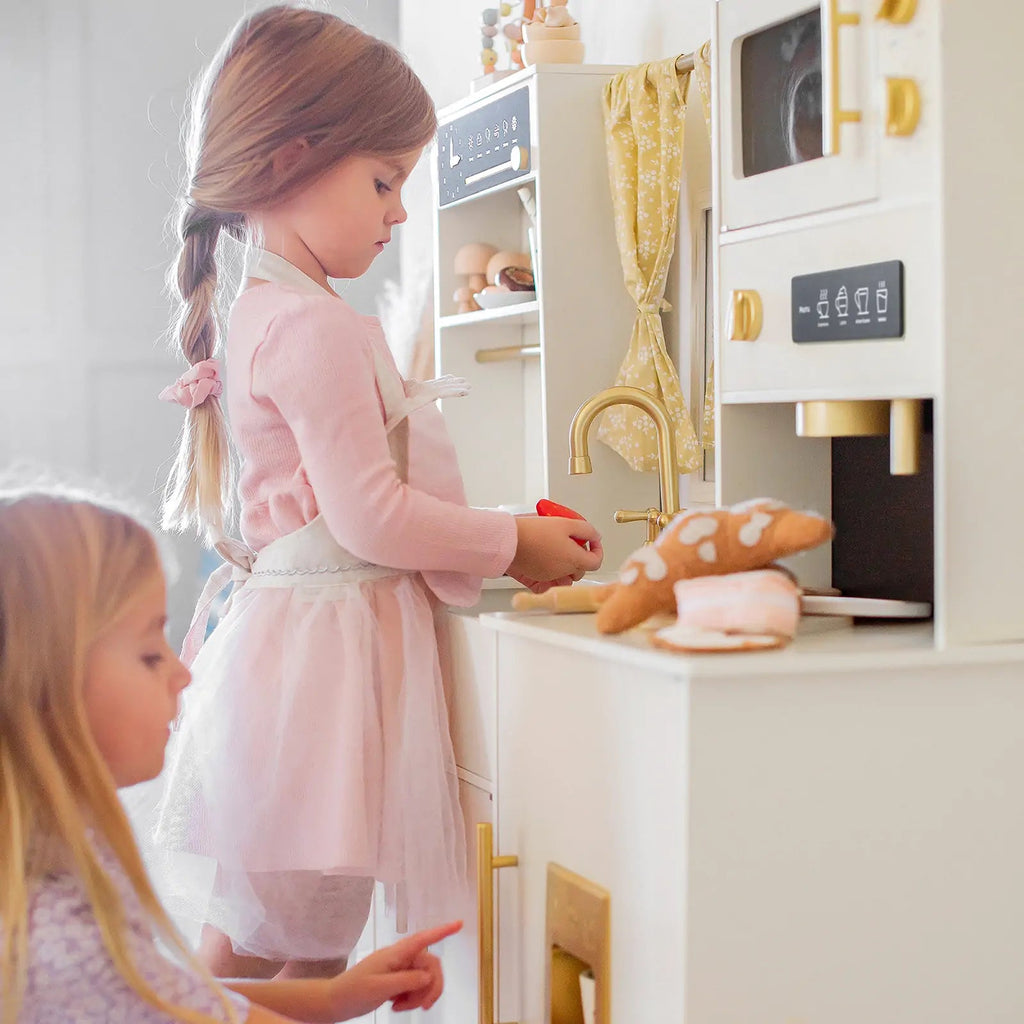 Tiny Land® Iconic Wooden Play Kitchen – Cream Pretend Cooking Set for Kids - Paranoid Ranch