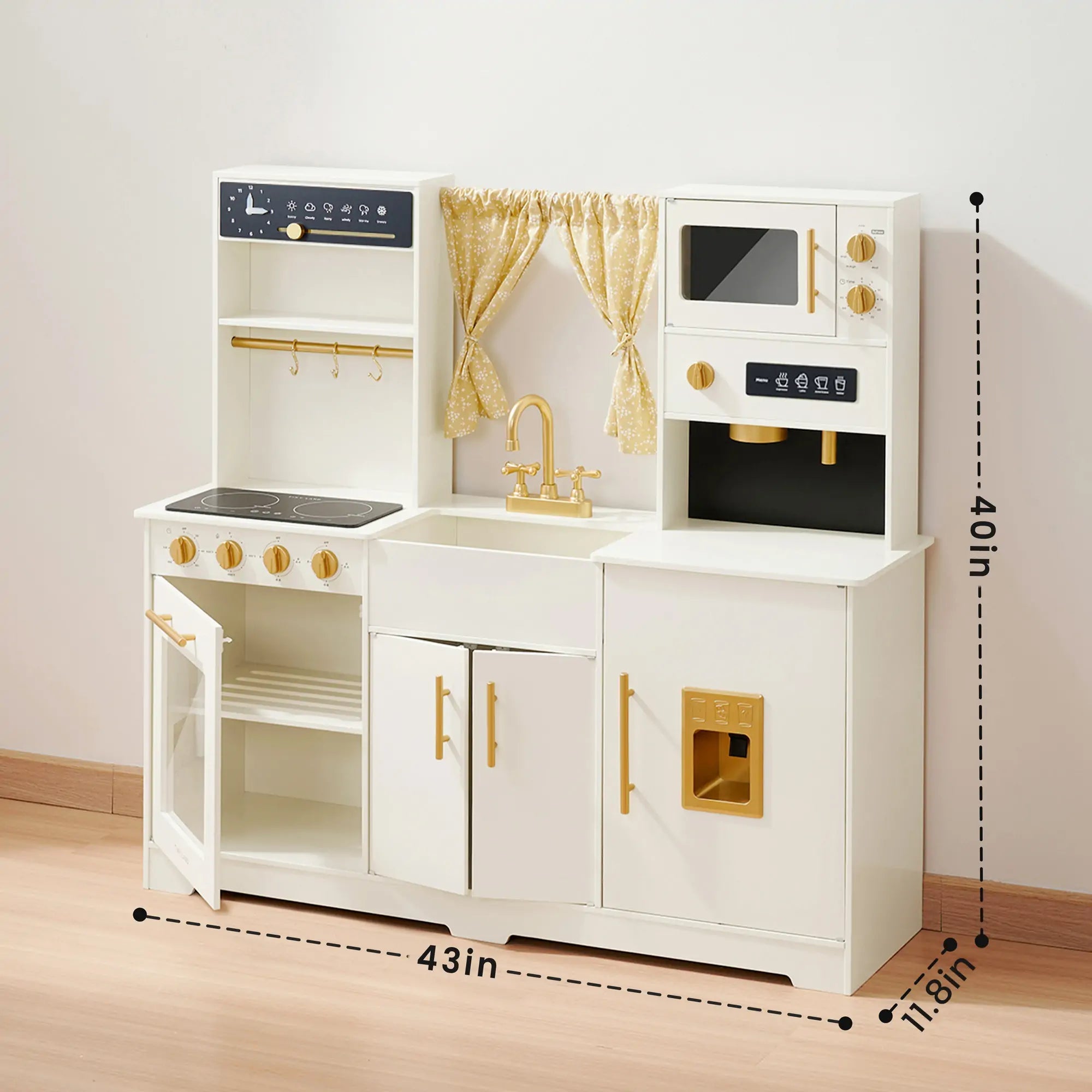 Tiny Land® Iconic Wooden Play Kitchen – Cream Pretend Cooking Set for Kids - Paranoid Ranch