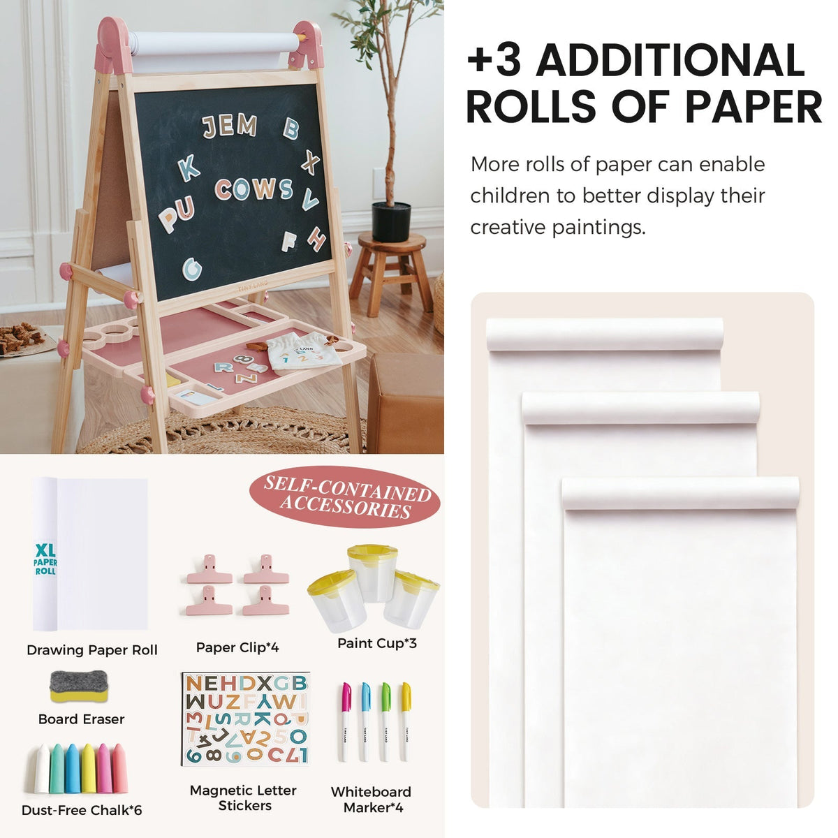 Tiny Land® Pink Magnitales Easel & Paper Roll Set - Paranoid Ranch