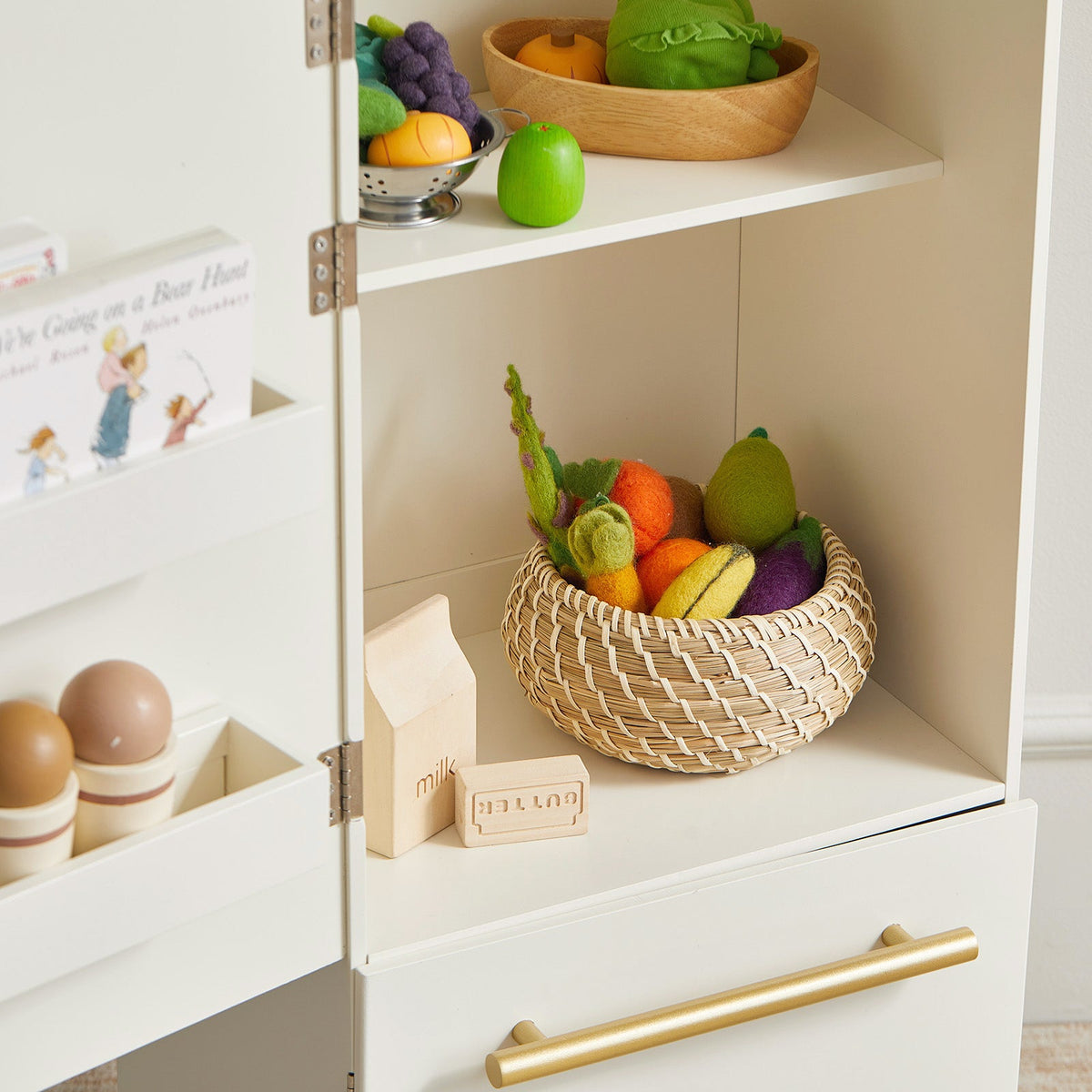 Tiny Land® Play Kitchen Accessories – Play Kitchen Fridge: Wooden Cabinet Refrigerator for Kids - Paranoid Ranch