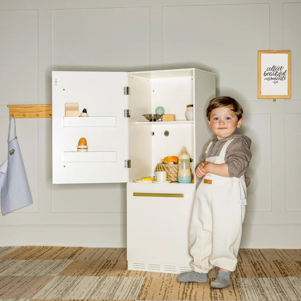 Tiny Land® Play Kitchen Accessories – Play Kitchen Fridge: Wooden Cabinet Refrigerator for Kids - Paranoid Ranch