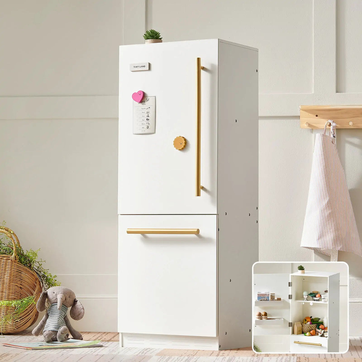 Tiny Land® Play Kitchen Accessories – Play Kitchen Fridge: Wooden Cabinet Refrigerator for Kids - Paranoid Ranch